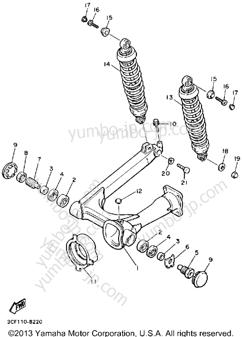 Swing Arm Rear Shocks for motorcycles YAMAHA VIRAGO 1100 (XV1100AC) CA 1990 year