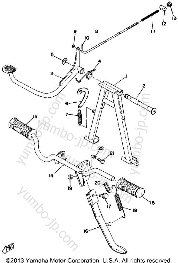 Stand - Footrest - Brake Pedal for motorcycles YAMAHA RS100B 1975 year