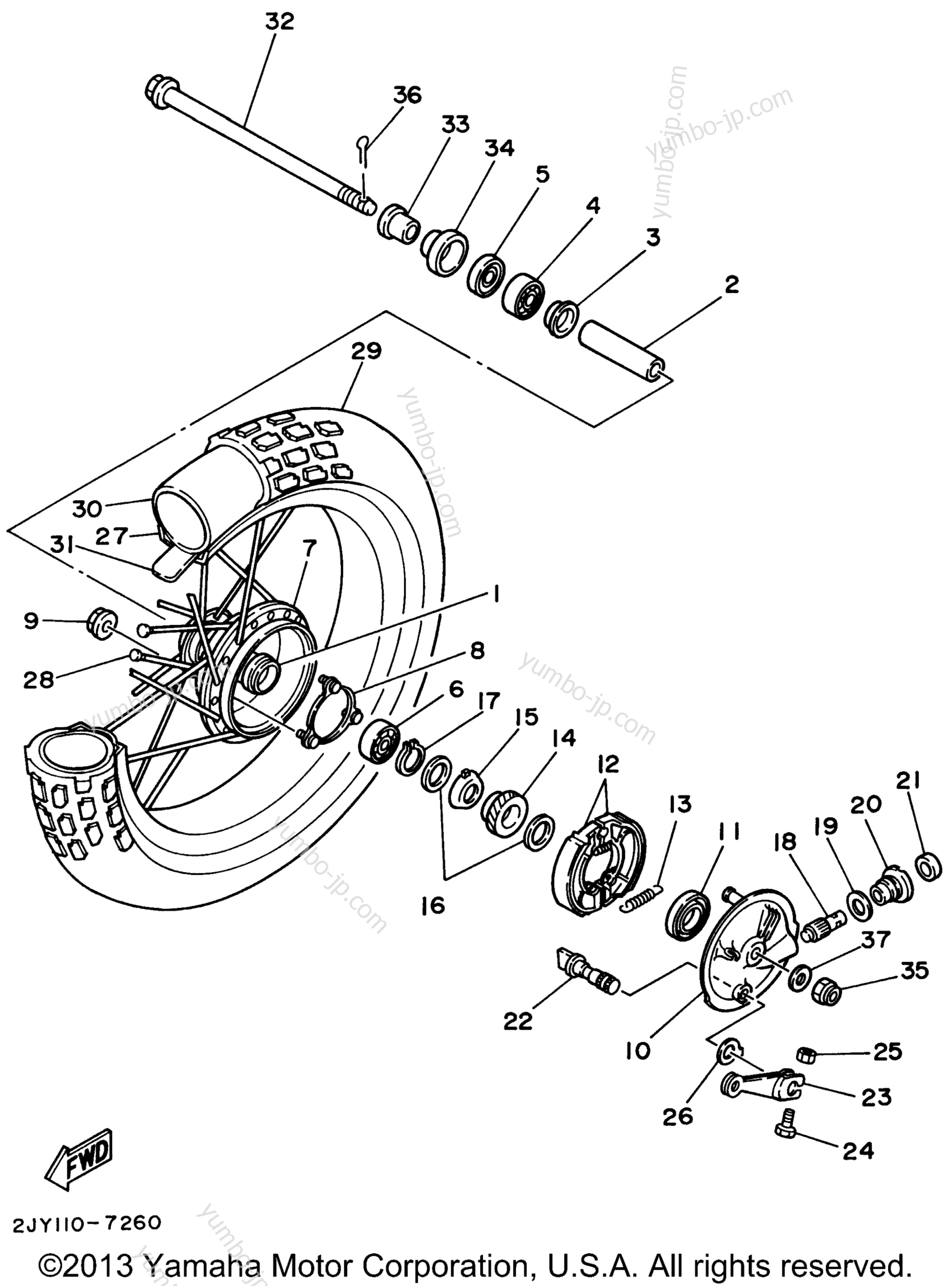 FRONT WHEEL for motorcycles YAMAHA TW200HC CA 1996 year