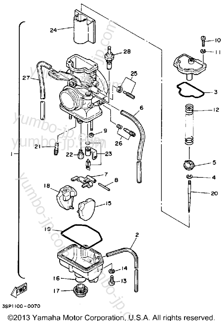 CARBURETOR for motorcycles YAMAHA YZ250A 1990 year