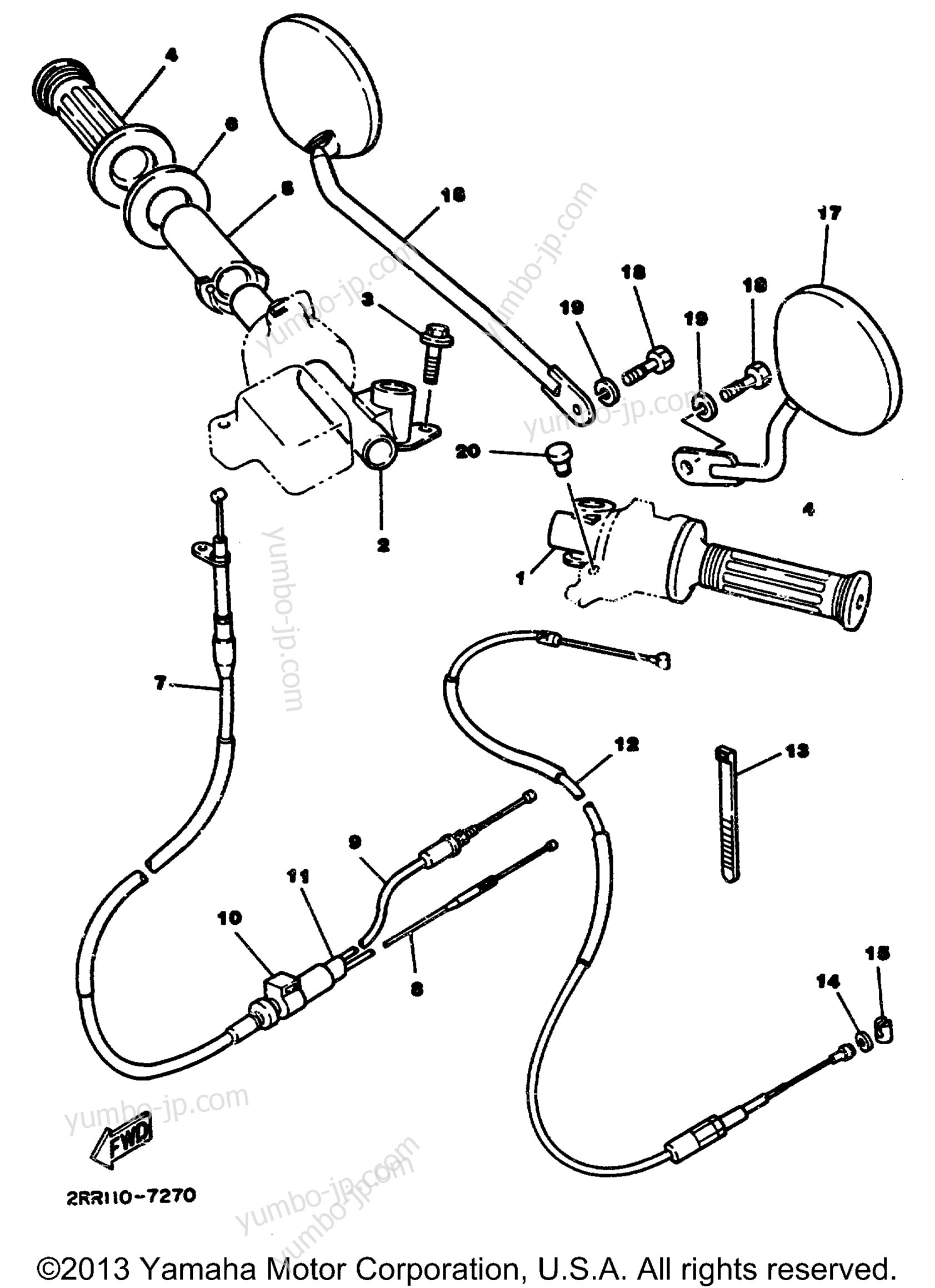 Handlebar-Cable for motorcycles YAMAHA YSR50T 1987 year