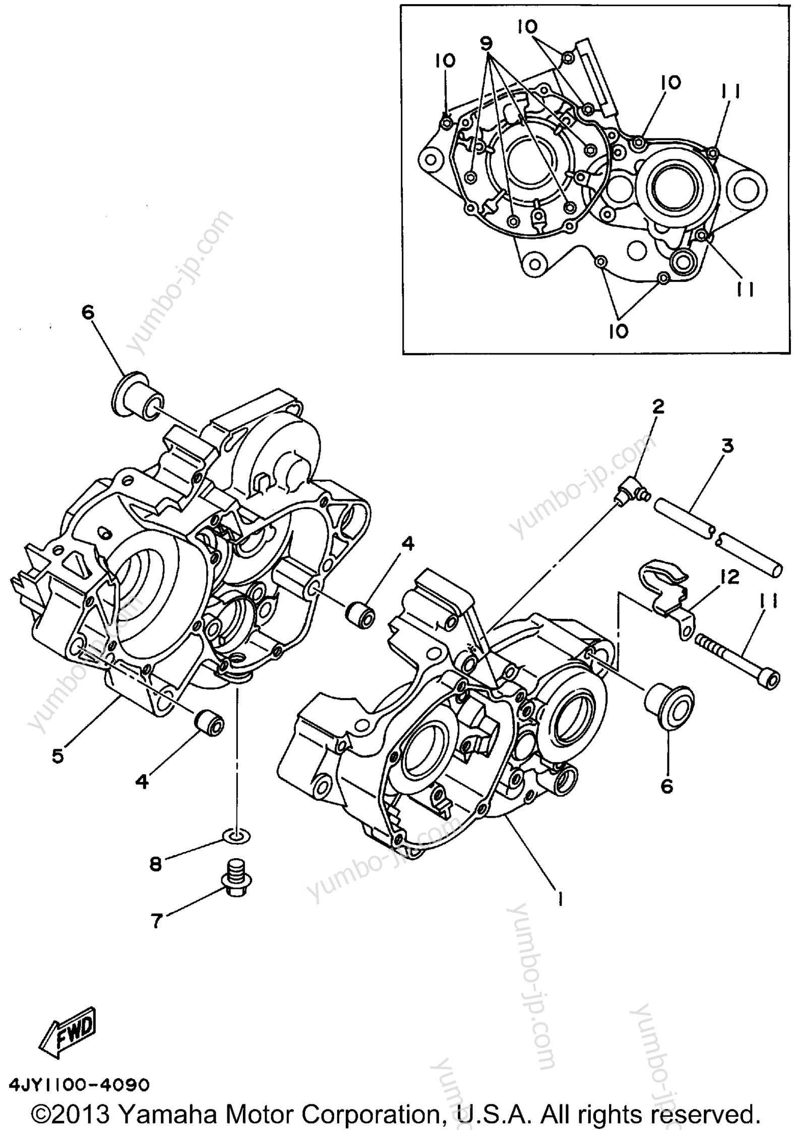 CRANKCASE for motorcycles YAMAHA YZ125F1 1994 year