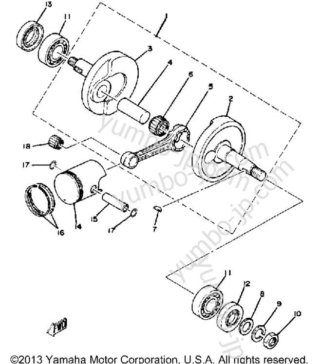 Crankshaft - Piston для мотоциклов YAMAHA YAMAHOPPER (QT50N) 1985 г.