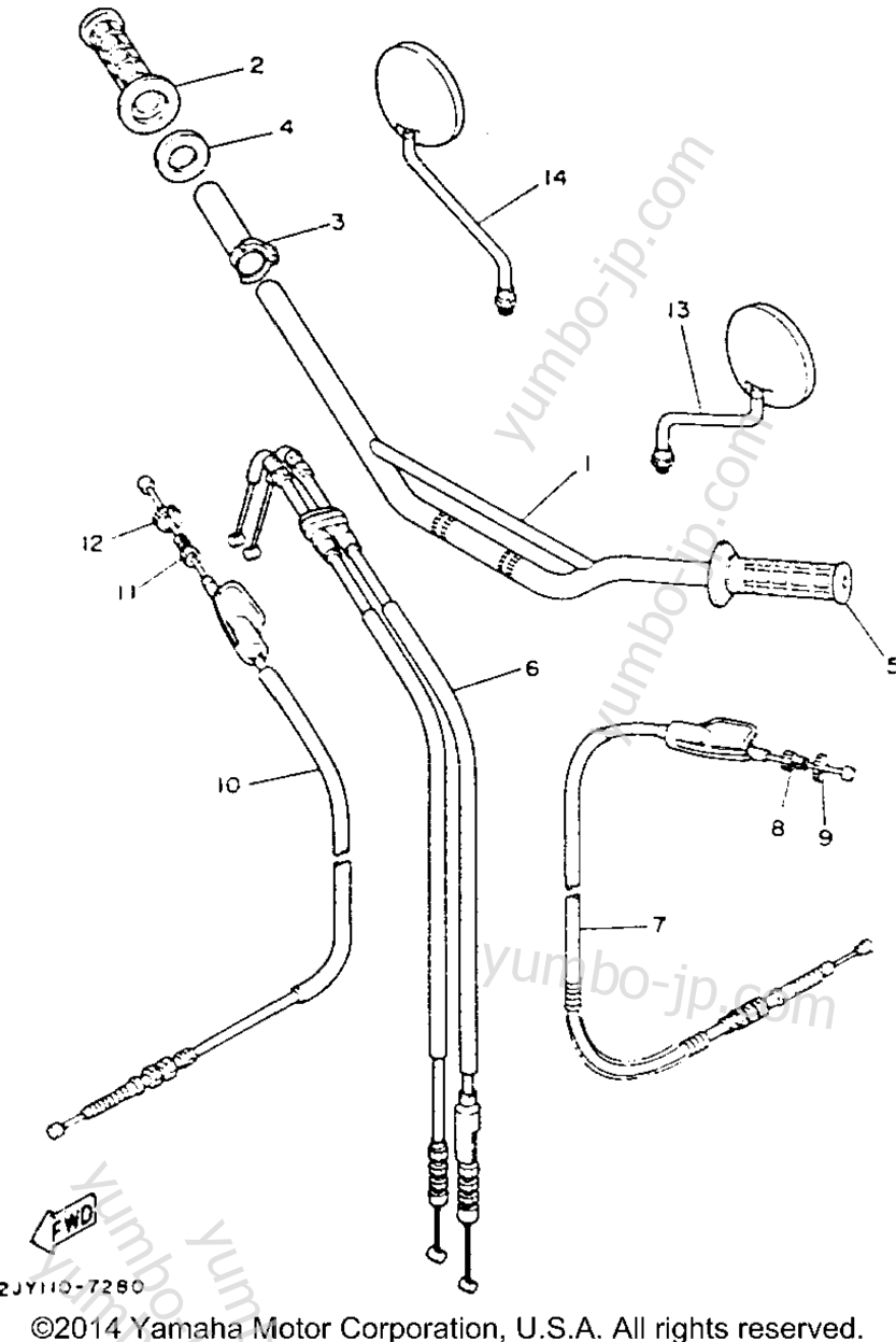 Handlebar Cable для мотоциклов YAMAHA TRAILWAY (TW200EC) CA 1993 г.