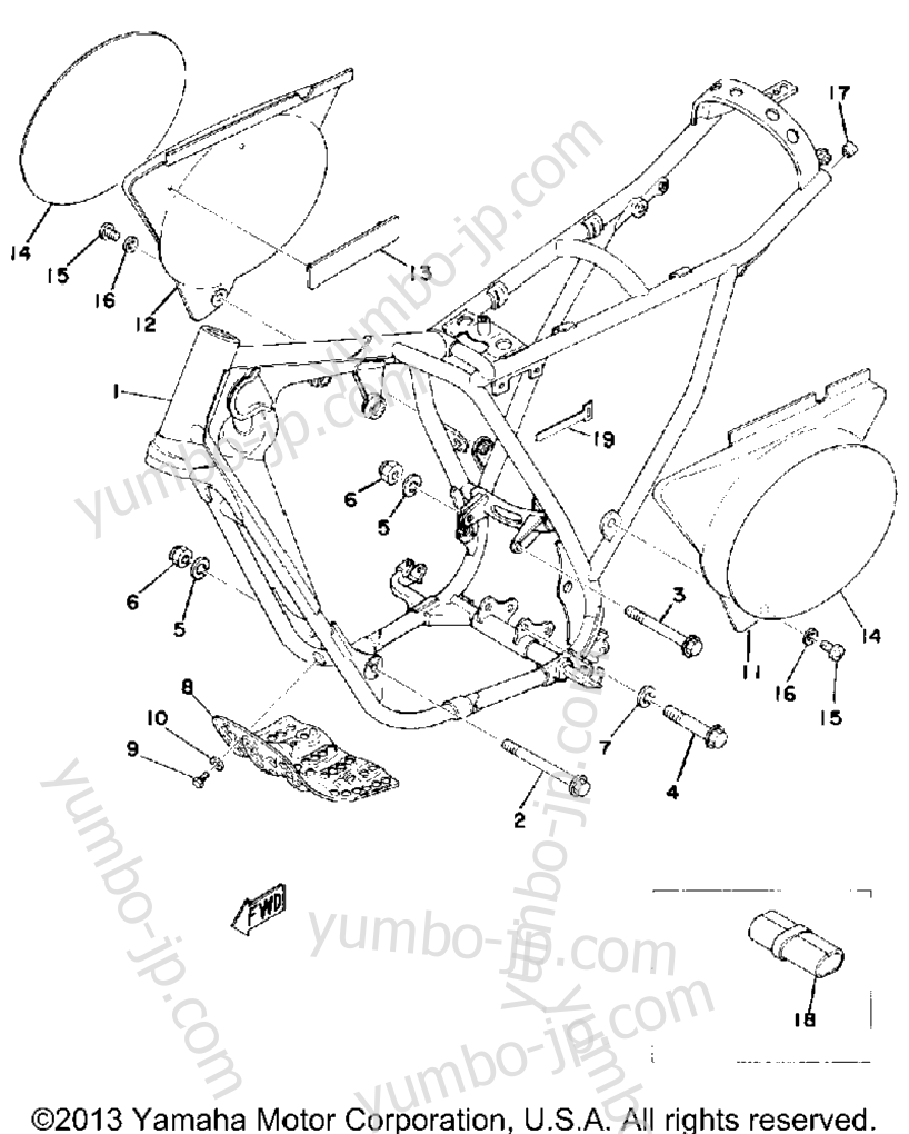 Frame - Side Cover for motorcycles YAMAHA YZ175C 1976 year
