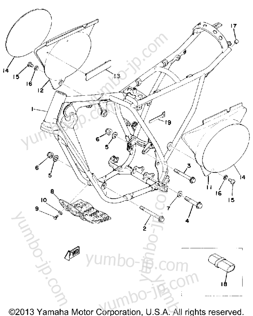 Frame - Side Cover для мотоциклов YAMAHA YZ175C 1976 г.