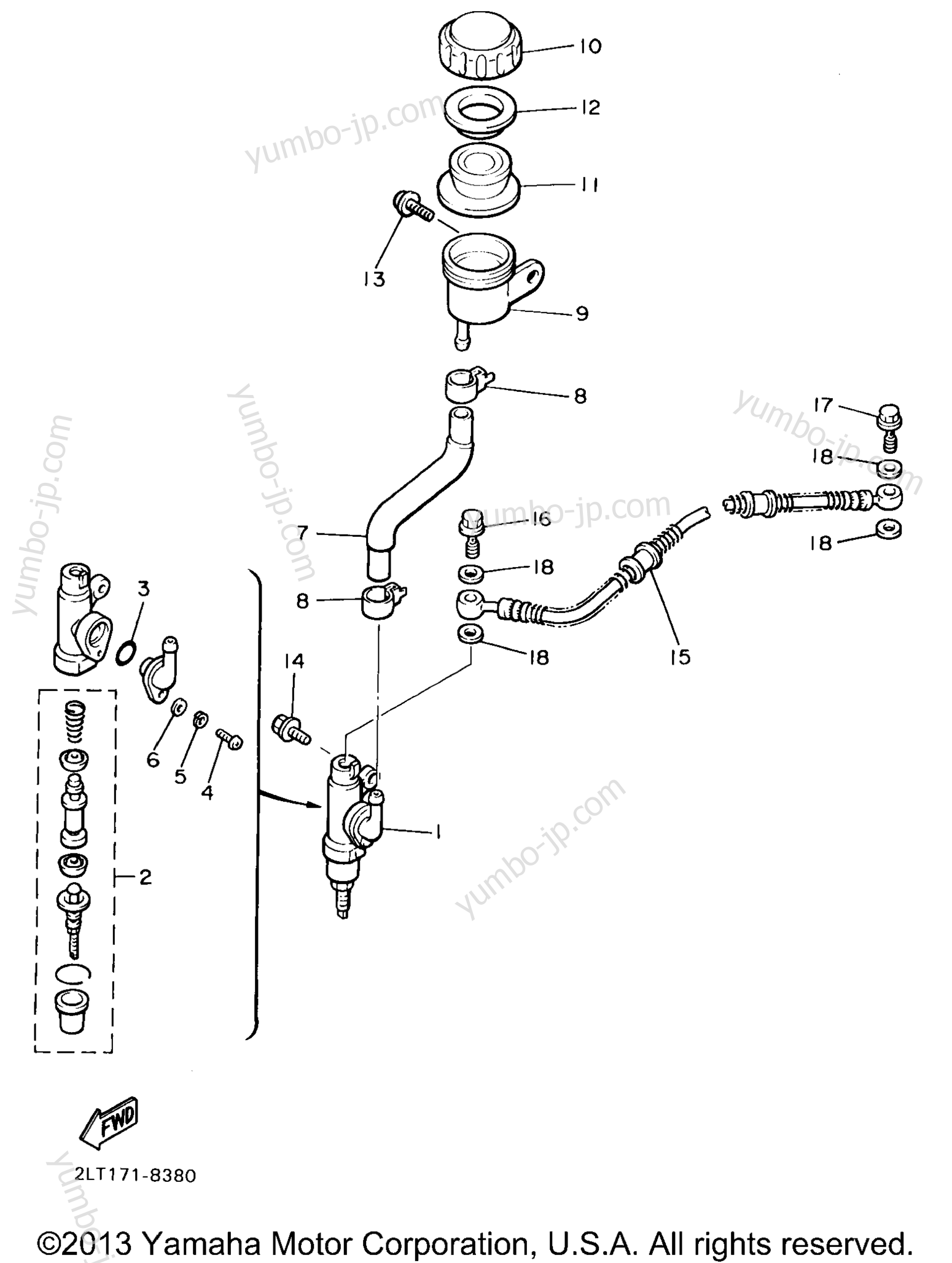 REAR MASTER CYLINDER for motorcycles YAMAHA V-MAX 1200 (VMX12KC) CA 1998 year