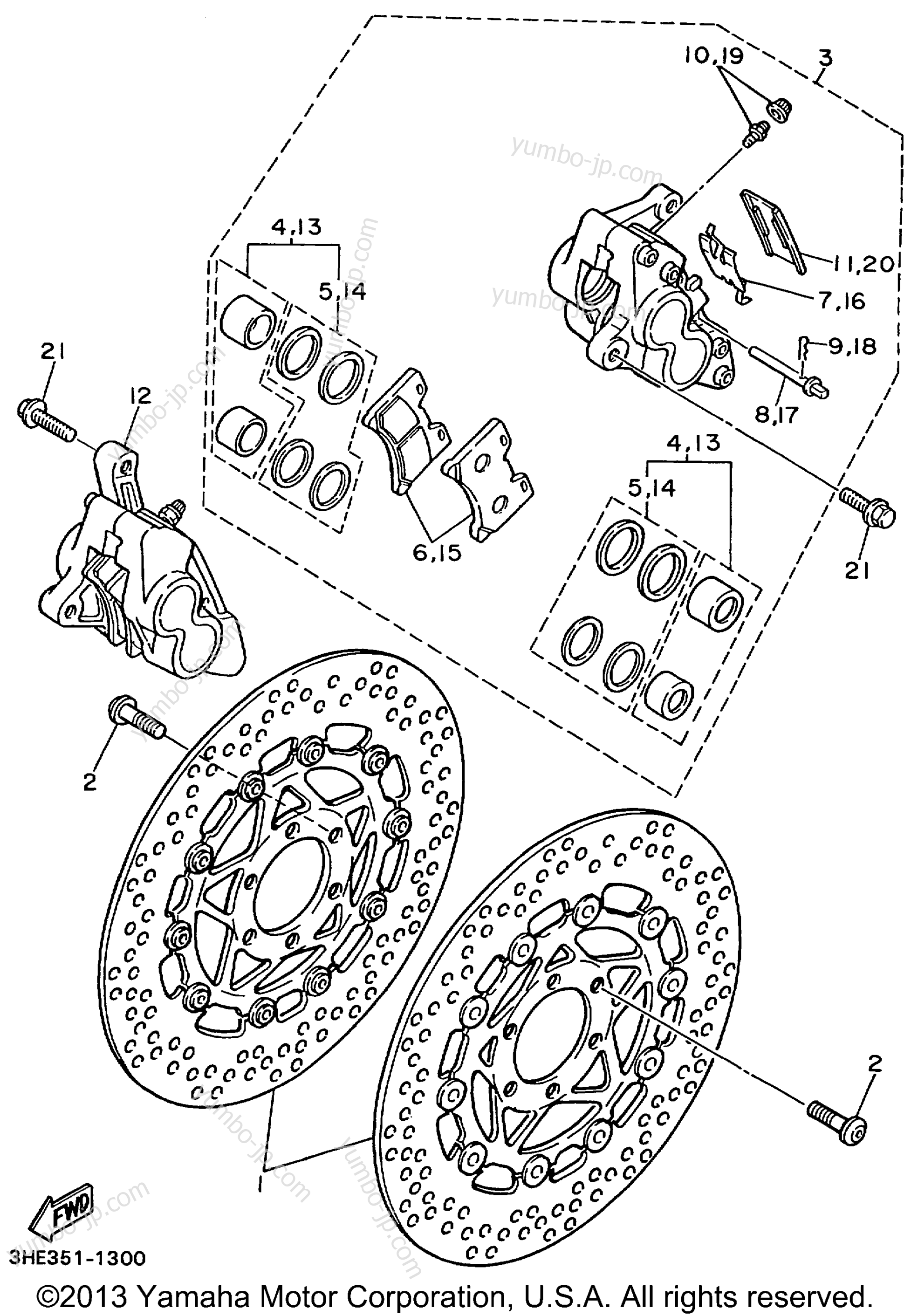 FRONT BRAKE CALIPER for motorcycles YAMAHA FZR600RL 1999 year