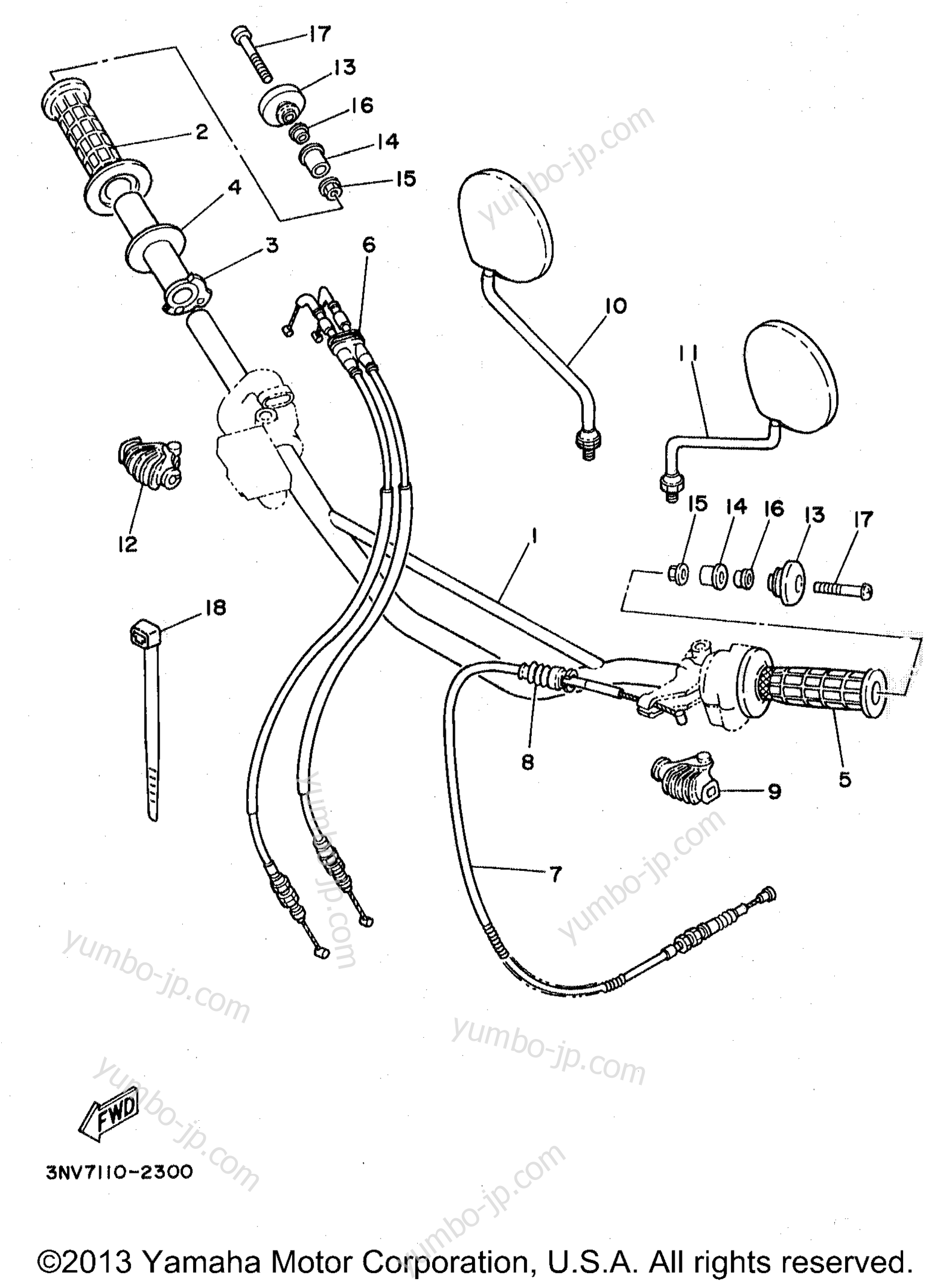 Steering Handle Cable для мотоциклов YAMAHA XT350KC CA 1998 г.