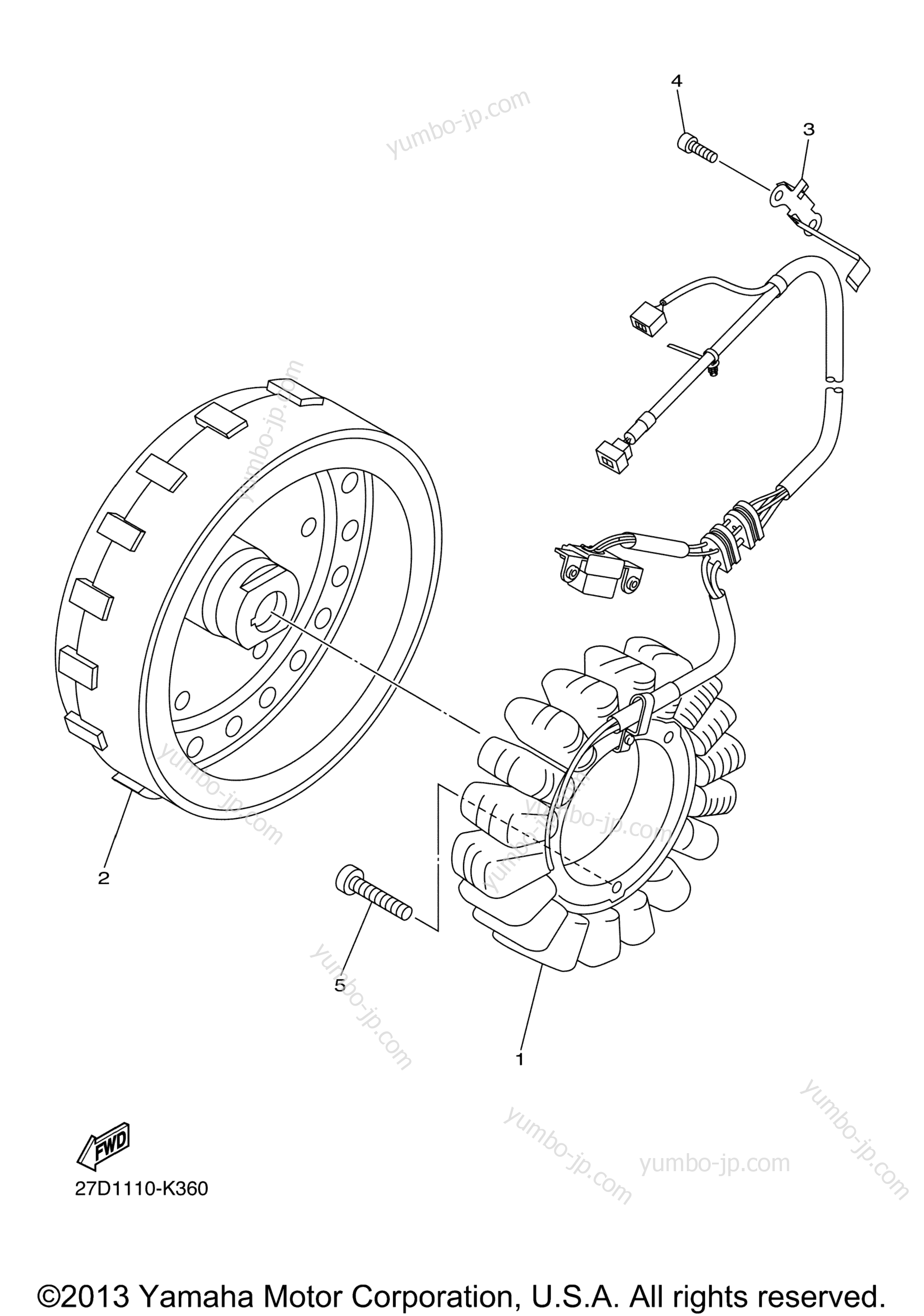 GENERATOR для мотоциклов YAMAHA STRYKER (XVS13CACL) CA 2011 г.