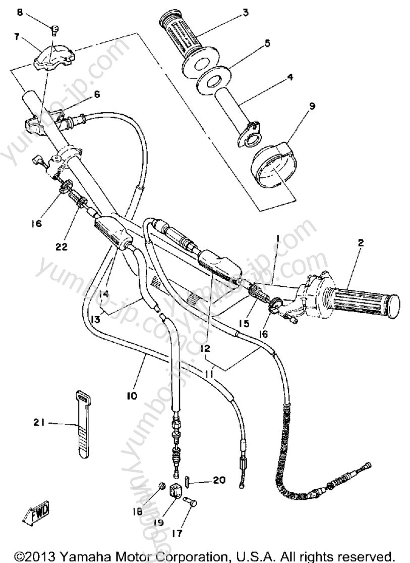 Handlebar - Cable for motorcycles YAMAHA IT425G 1980 year