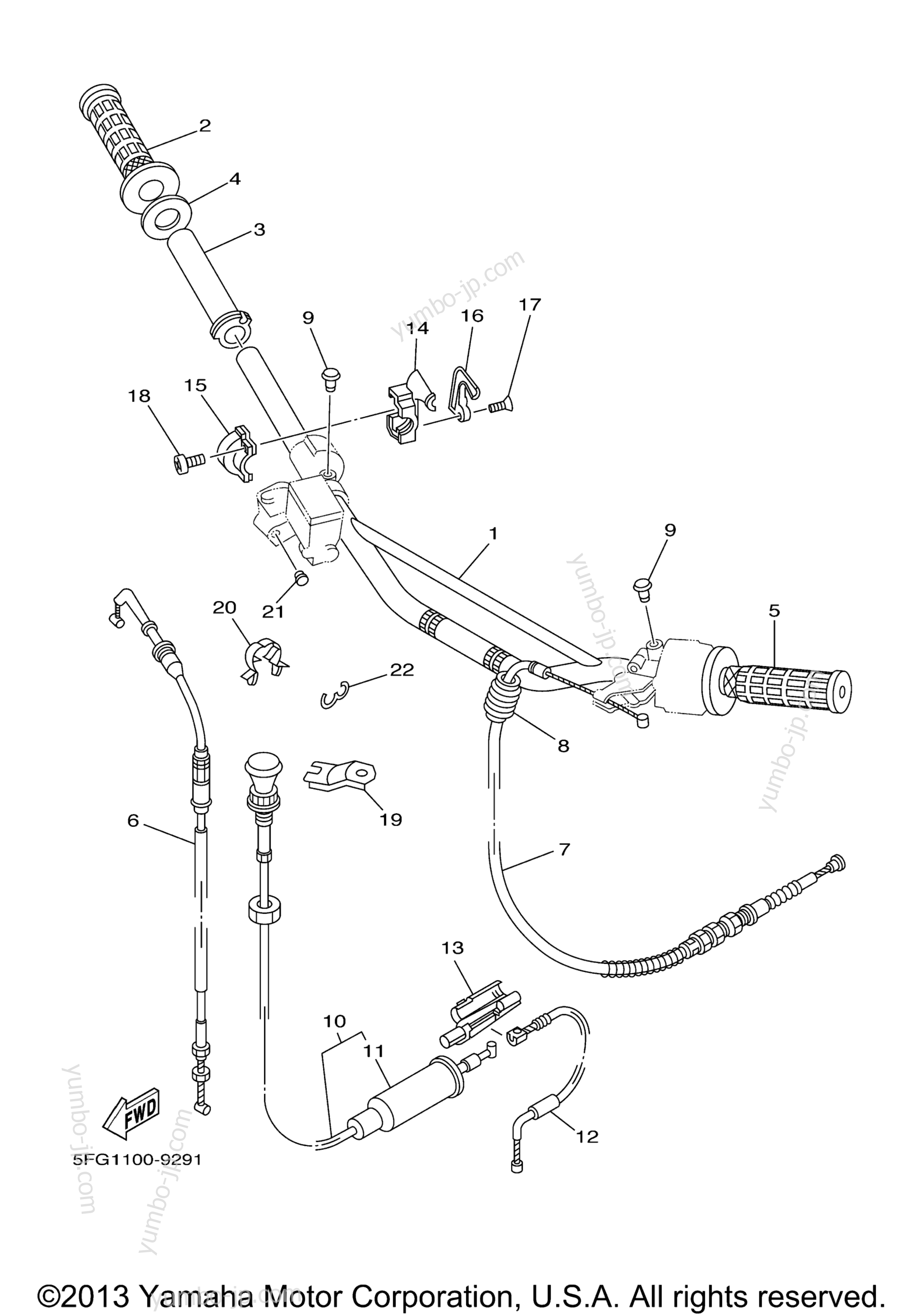 Steering Handle Cable для мотоциклов YAMAHA TTR225 (TT225RNC) CA 2001 г.