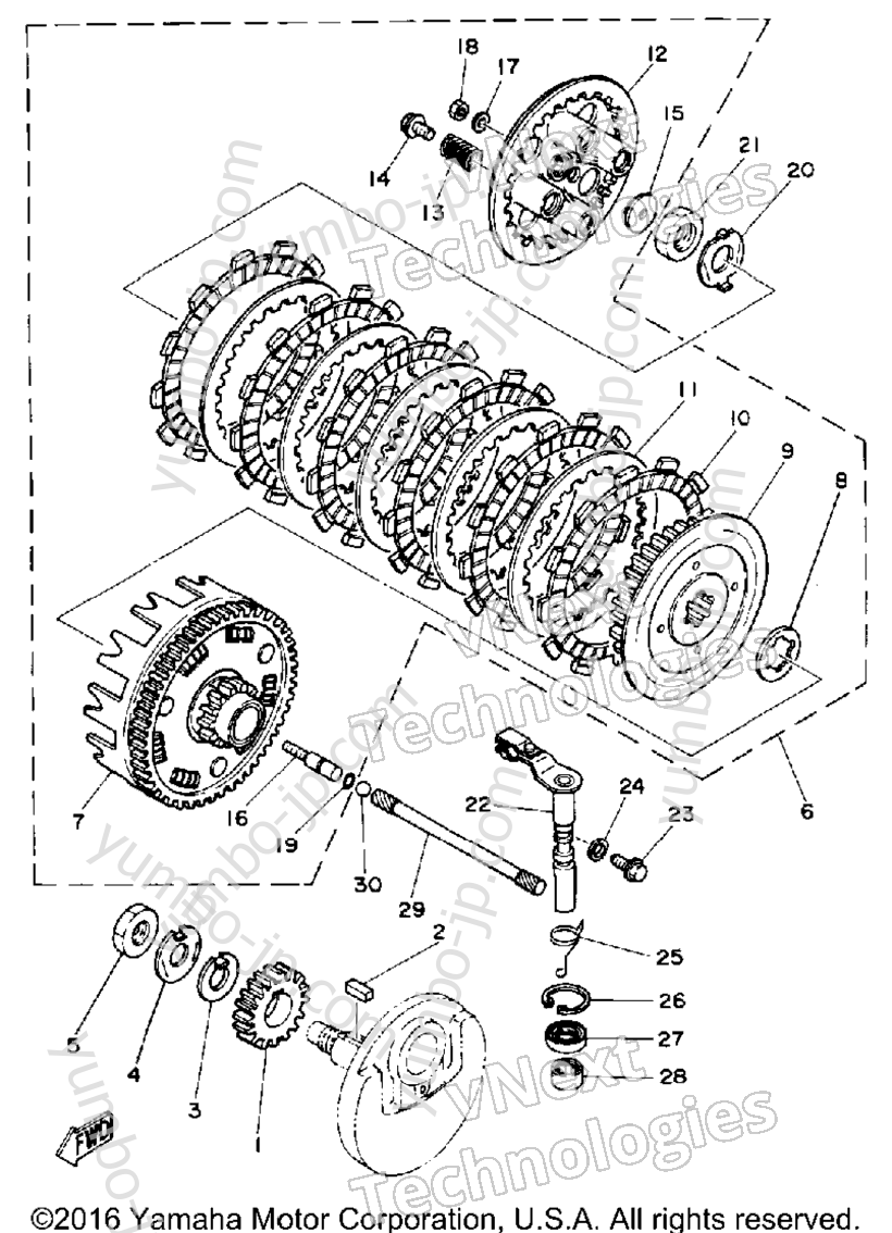 CLUTCH for motorcycles YAMAHA XT250 (XT250G_198) 1980 year