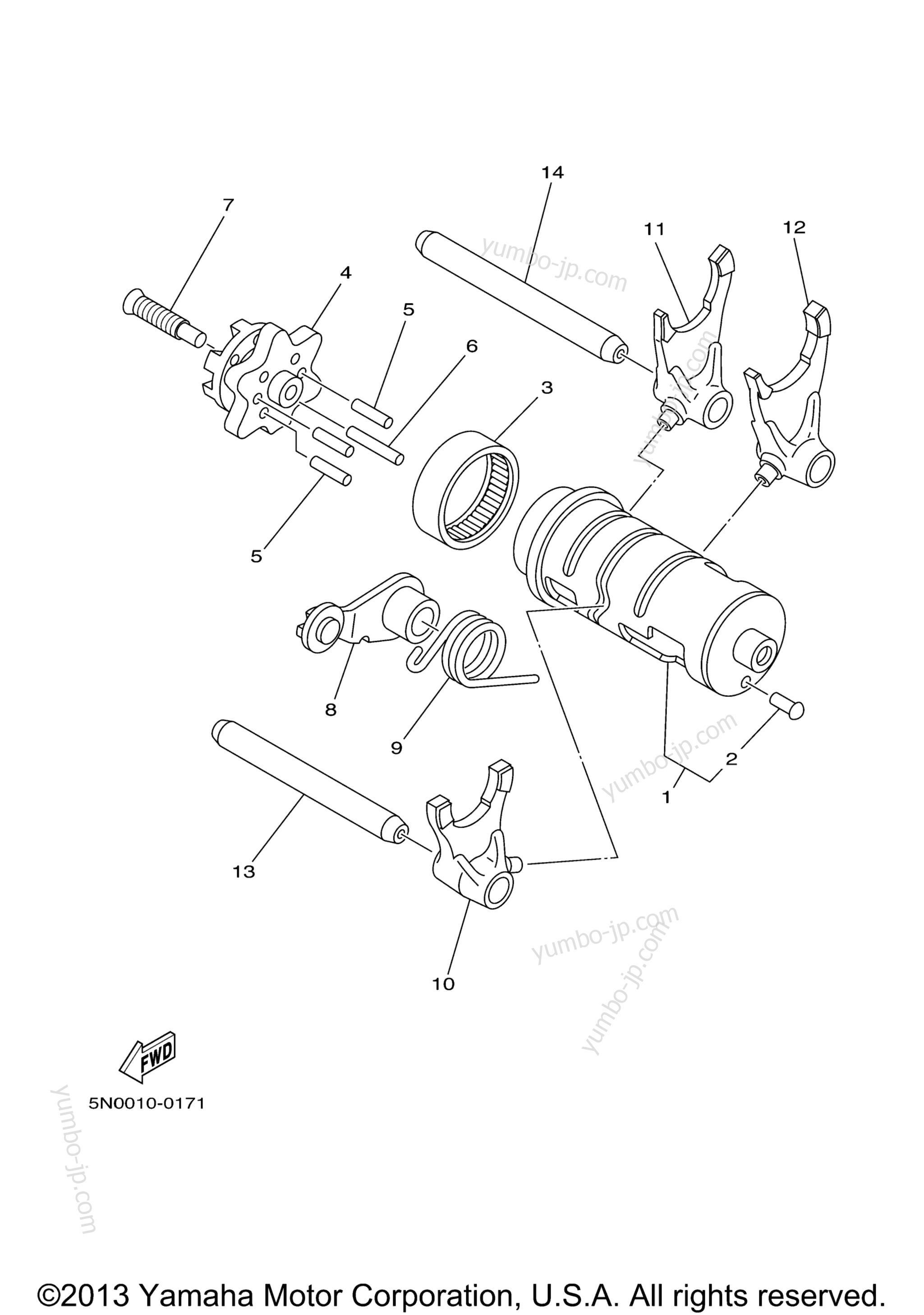 Shift Cam Fork для мотоциклов YAMAHA TW200 (TW200XC) CA 2008 г.