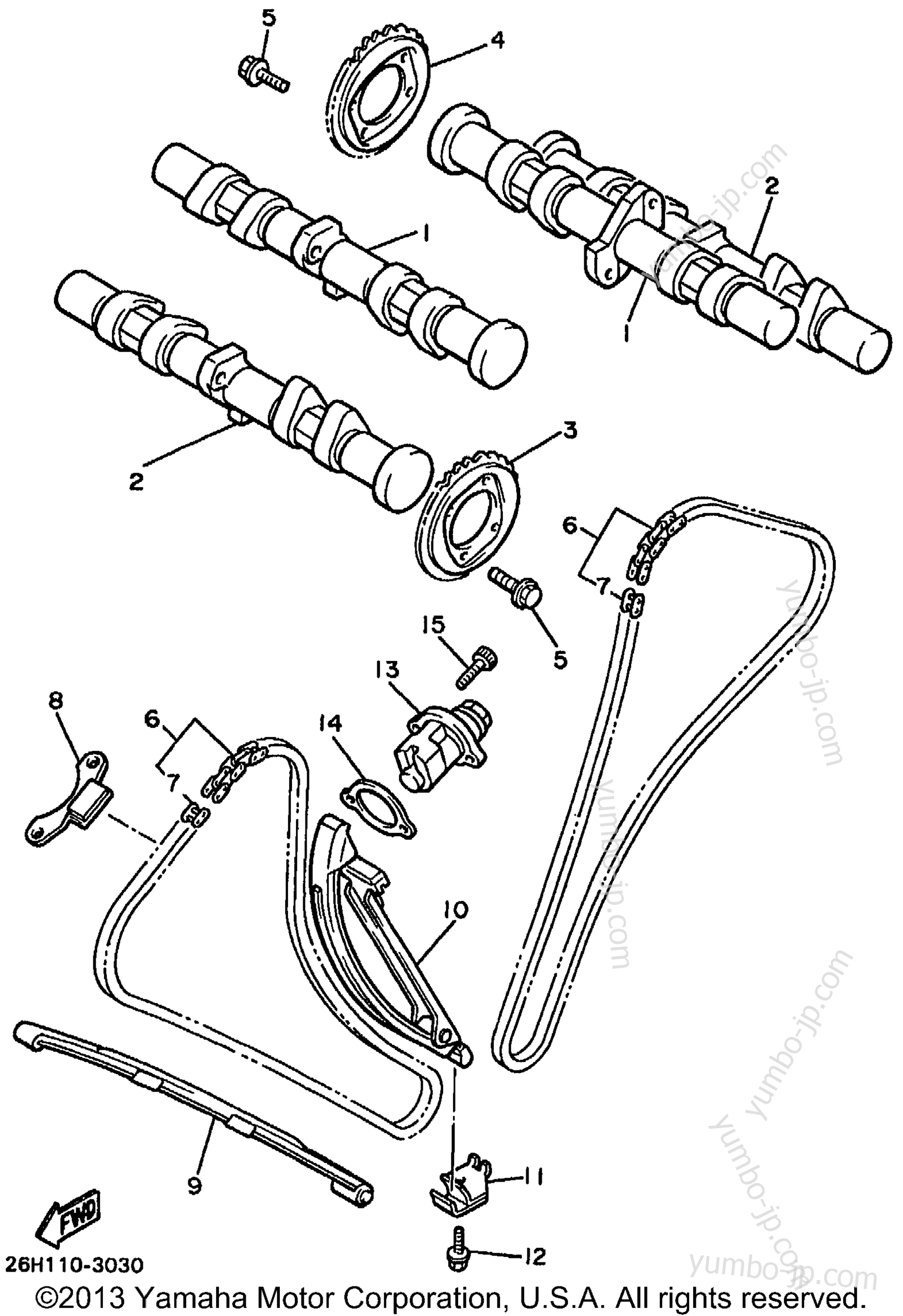 Camshaft Chain for motorcycles YAMAHA XVZ13LTK 1998 year