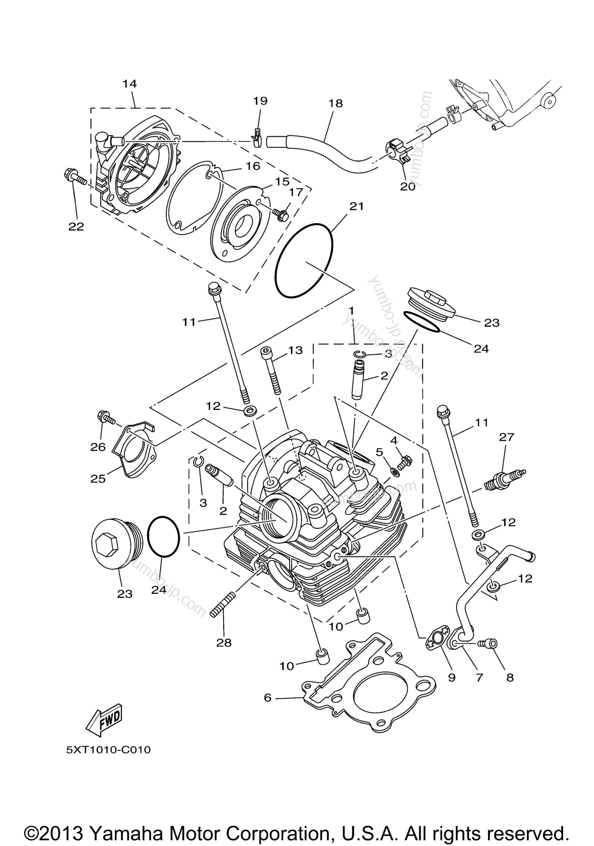 CYLINDER HEAD for motorcycles YAMAHA XT250 (XT250AC) CA 2011 year