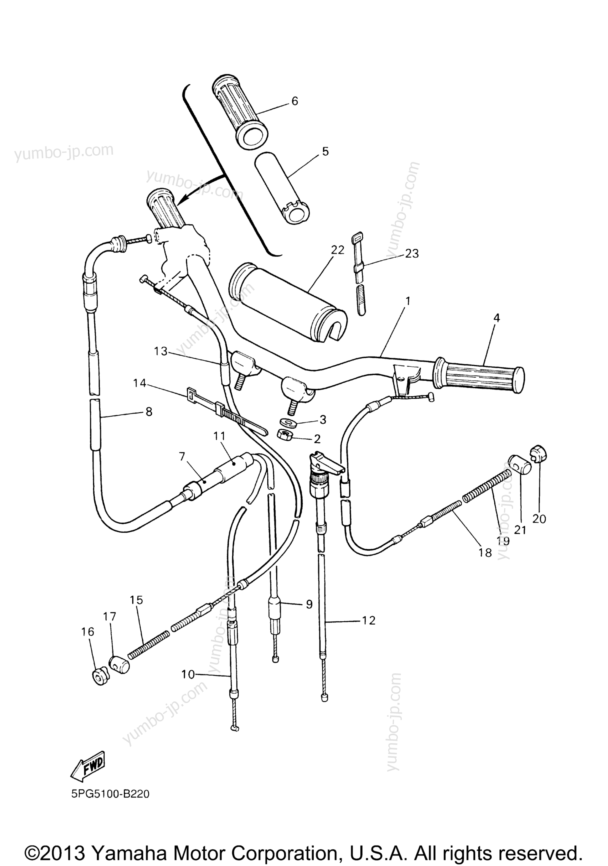 Steering Handle Cable для мотоциклов YAMAHA PW50 (PW50E1) 2014 г.