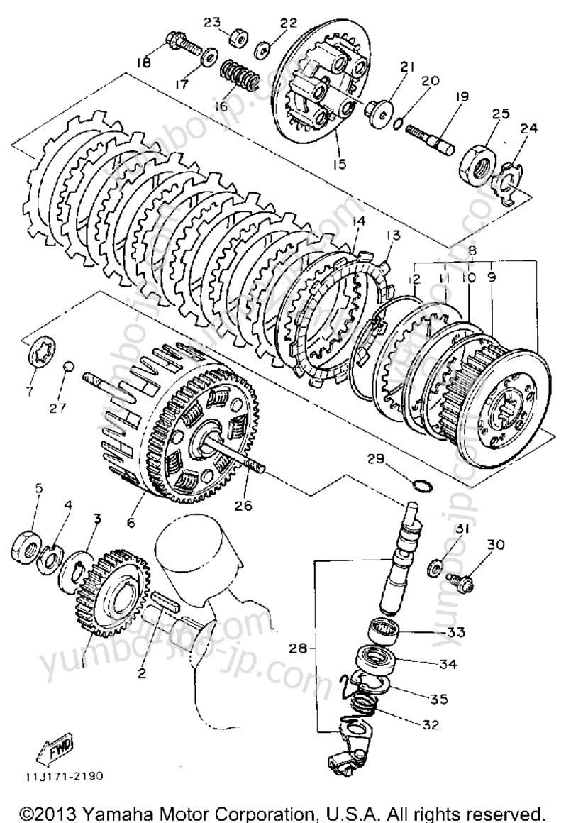 Устройство сцепления для мотоциклов YAMAHA XZ550RJ 1982 г.