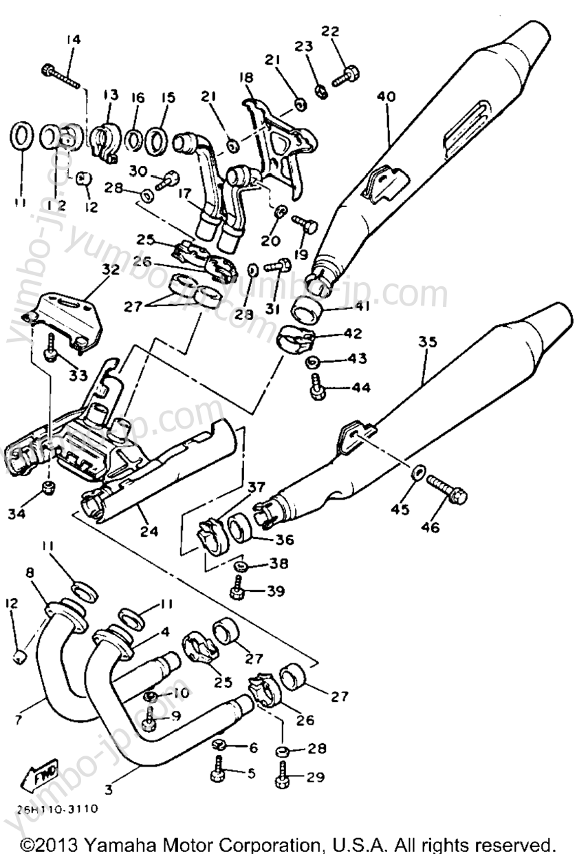 Exhaust for motorcycles YAMAHA XVZ12TK 1983 year