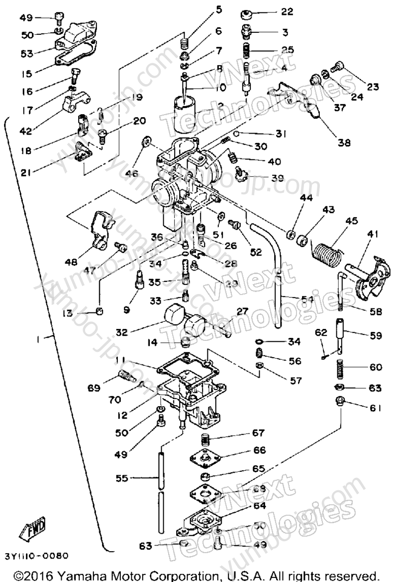 CARBURETOR for motorcycles YAMAHA XT250 (XT250G_198) 1980 year