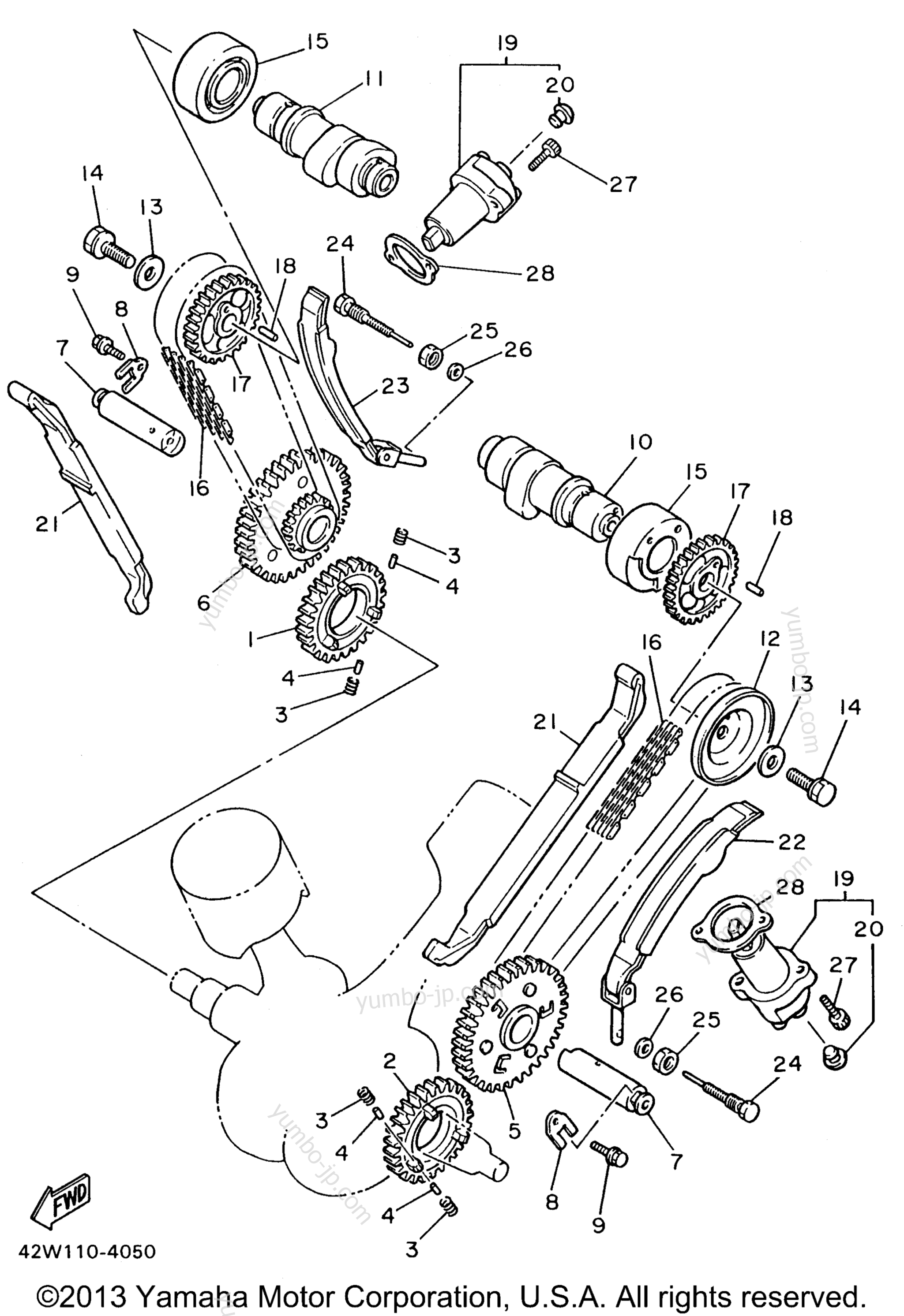 Camshaft Chain для мотоциклов YAMAHA VIRAGO 1100 (XV1100H) 1996 г.