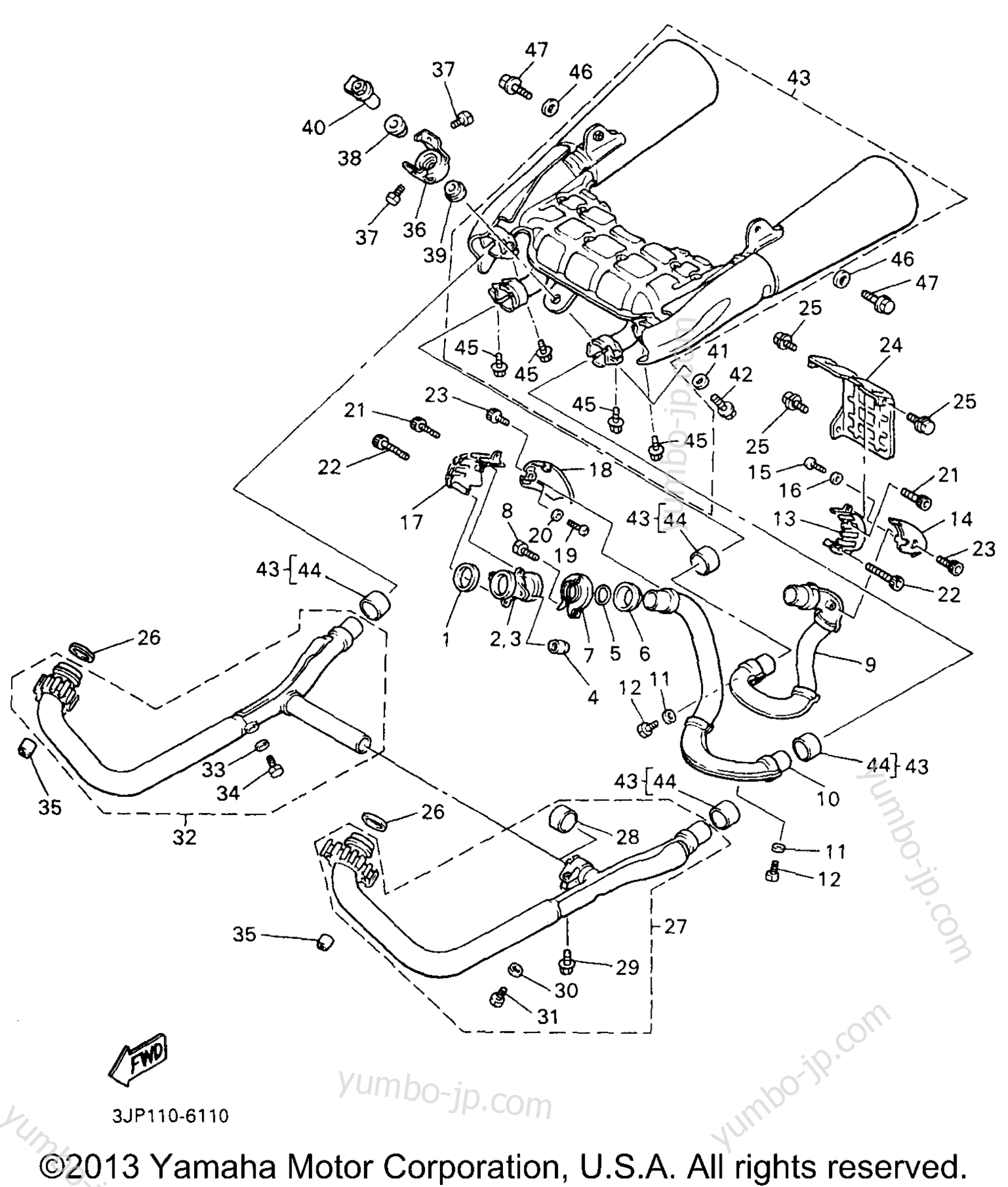 Exhaust for motorcycles YAMAHA V-MAX 1200 (VMX12H) 1996 year