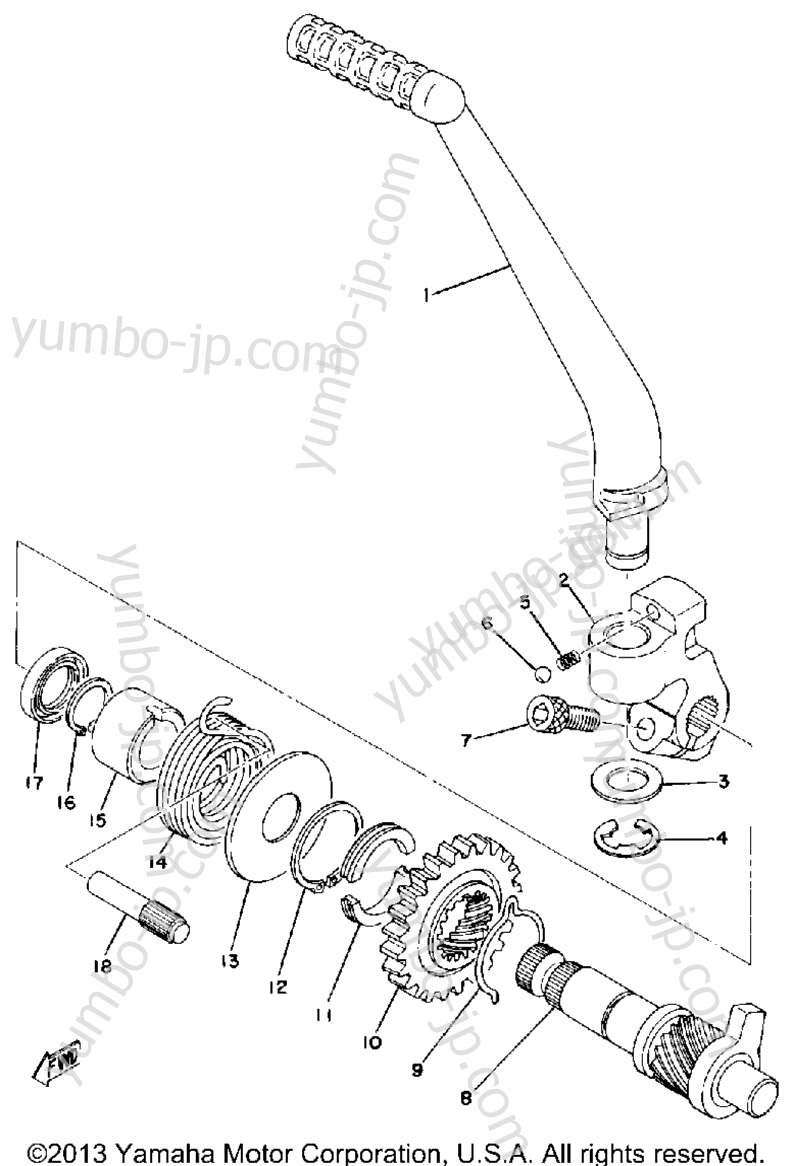 KICK STARTER for motorcycles YAMAHA YZ175C 1976 year