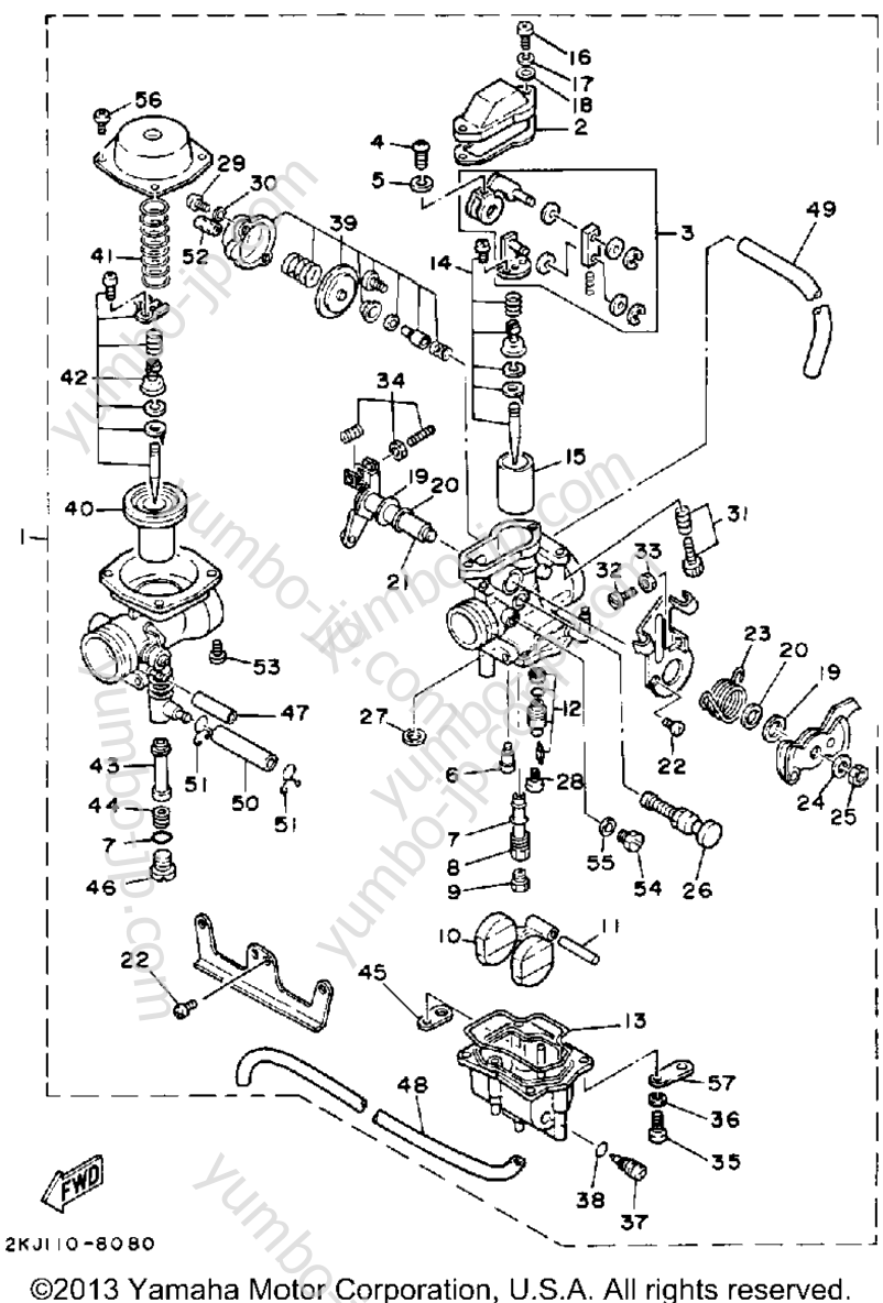 Carburetor (Non-California Model) for motorcycles YAMAHA XT350UC CA 1988 year
