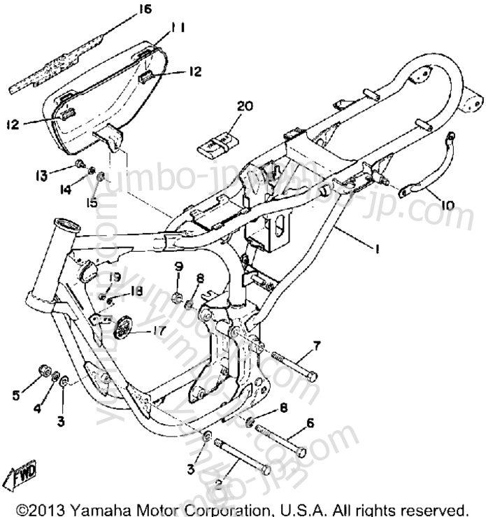 Frame - Side Cover for motorcycles YAMAHA RS100B 1975 year