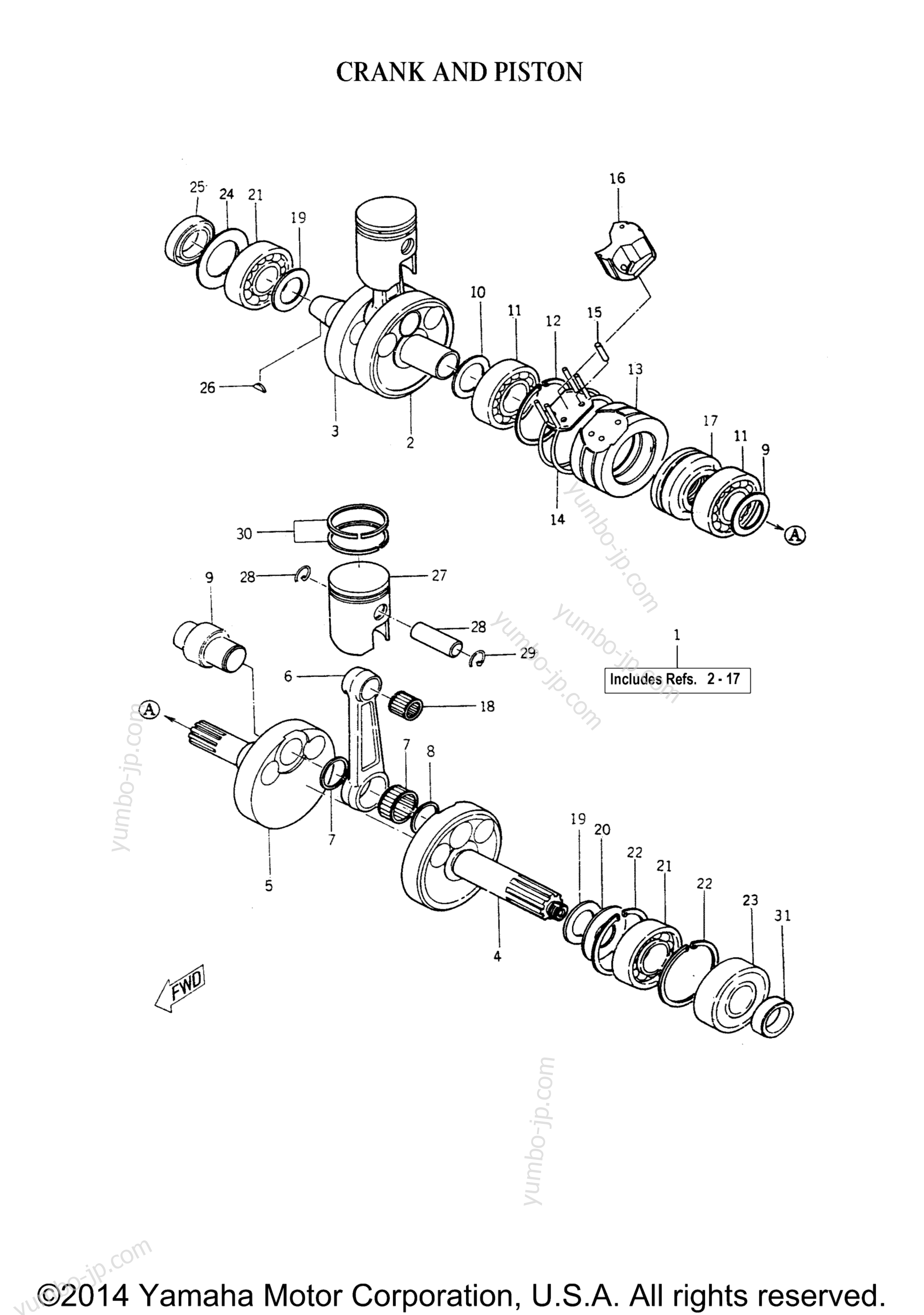 Crank And Piston для мотоциклов YAMAHA YDS3C 1965 г.