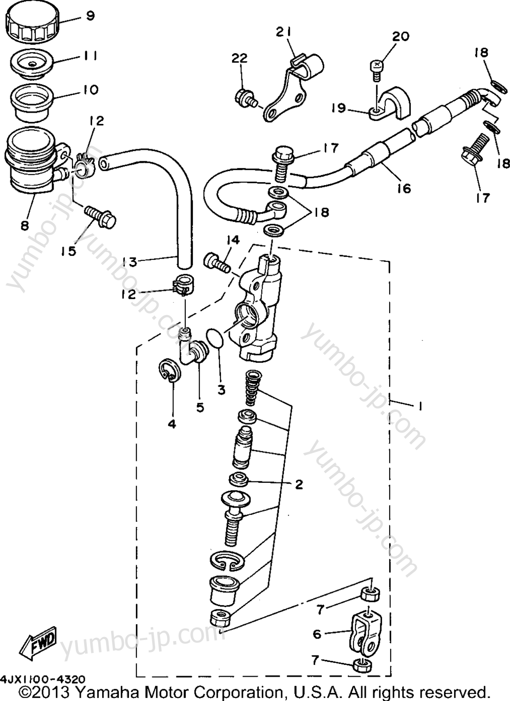 REAR MASTER CYLINDER для мотоциклов YAMAHA WR250ZG 1995 г.