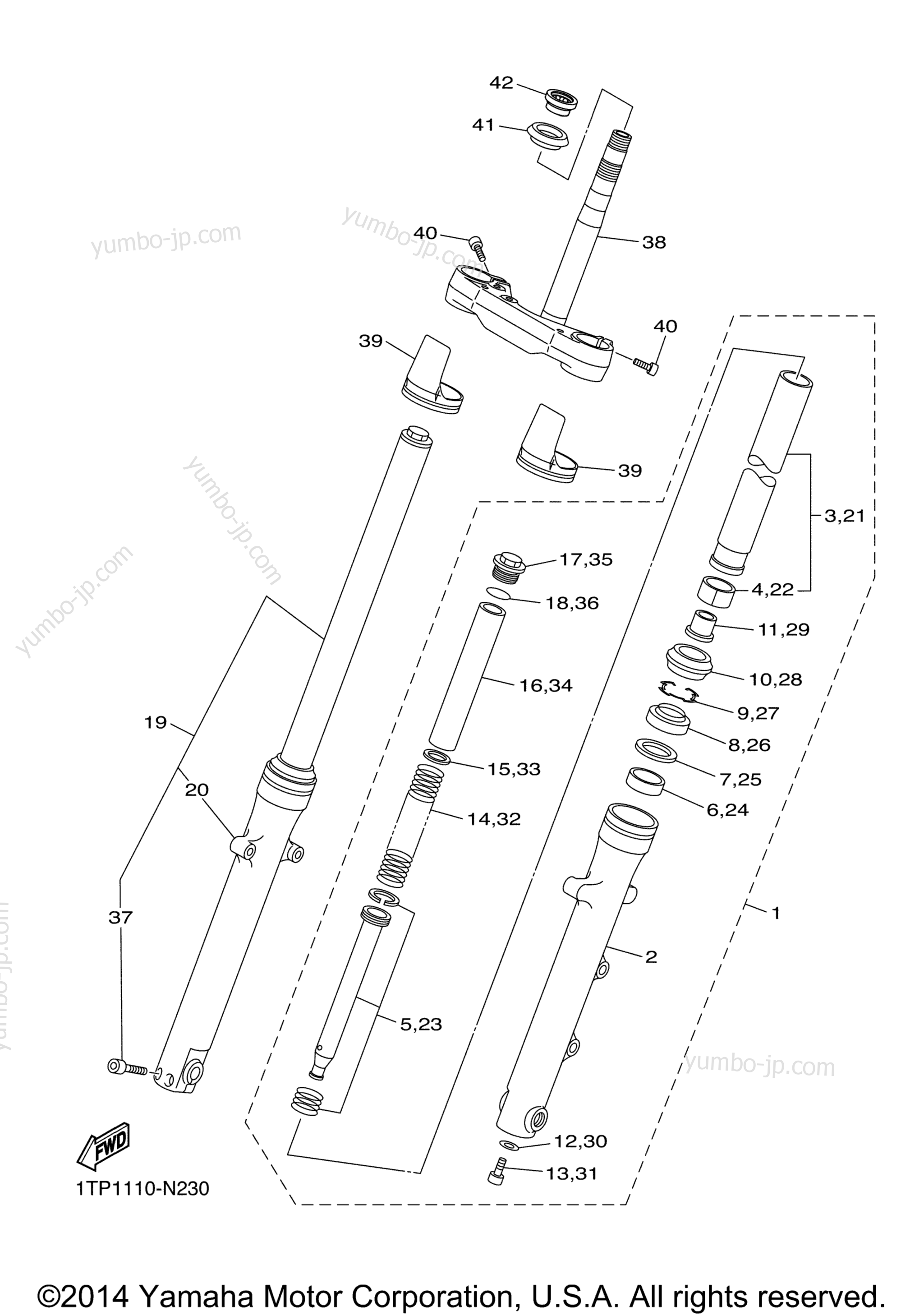 FRONT FORK for motorcycles YAMAHA BOLT R-SPEC (XVS95CEGY) 2014 year