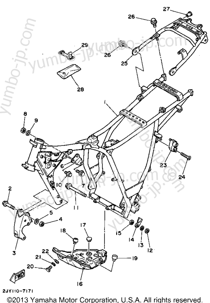 FRAME for motorcycles YAMAHA TRAILWAY (TW200G) 1995 year