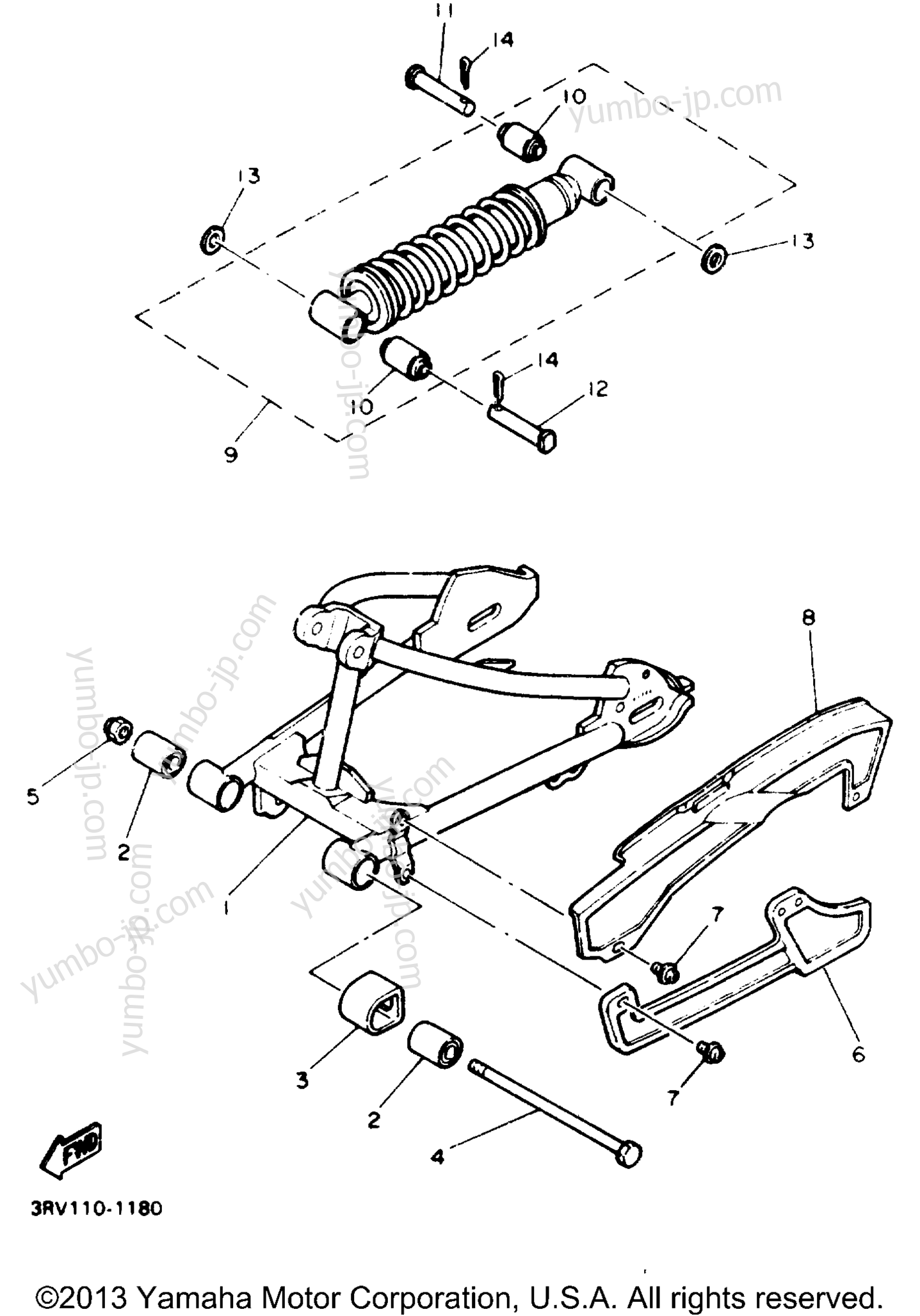 Swing Arm - Rear Shocks для мотоциклов YAMAHA Y-ZINGER (PW80E) 1993 г.