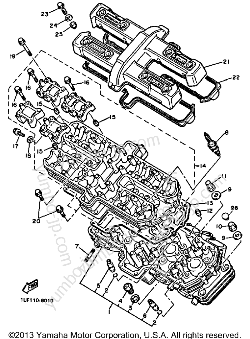 CYLINDER HEAD for motorcycles YAMAHA FAZER (FZX700T) 1987 year