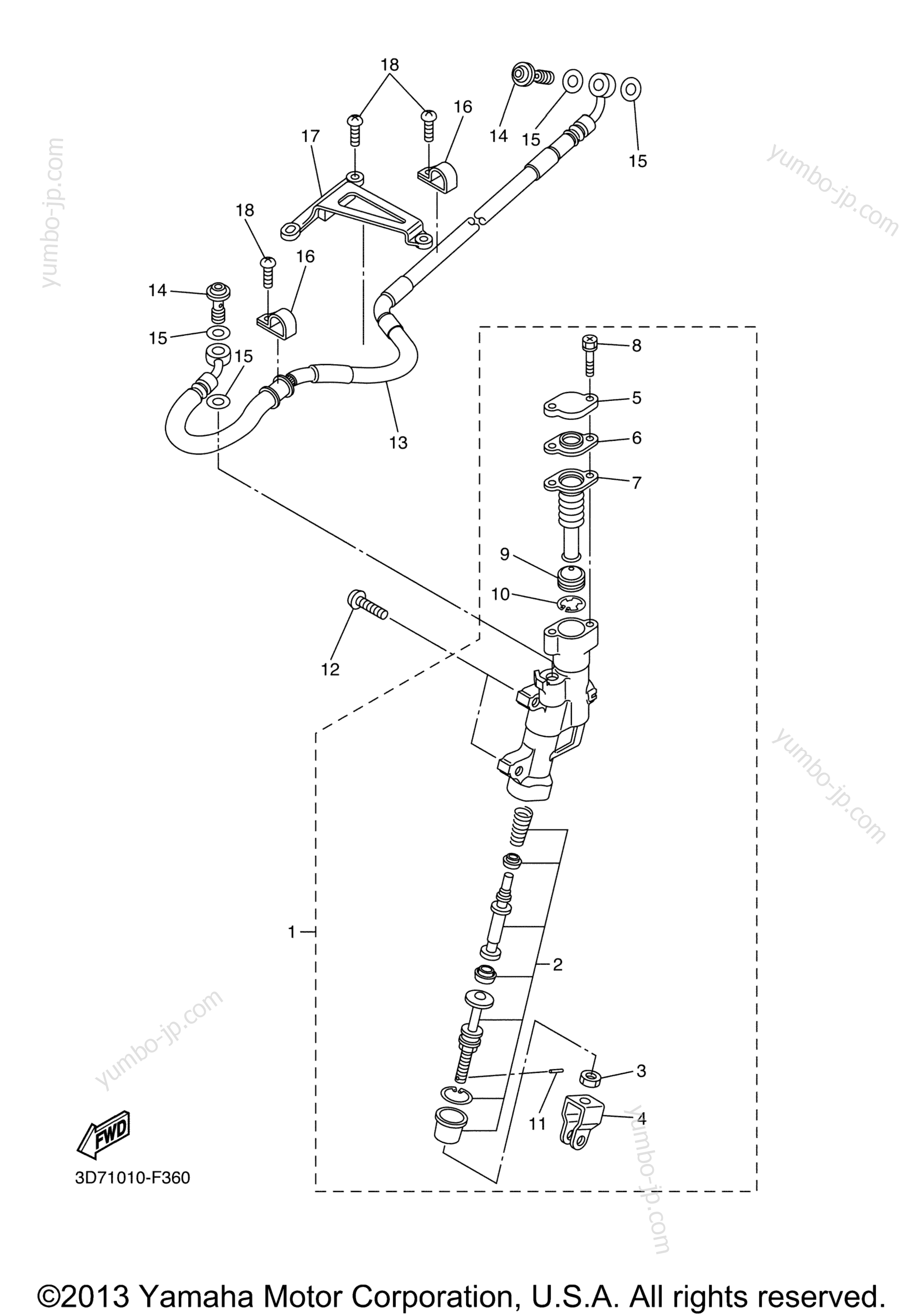 REAR MASTER CYLINDER для мотоциклов YAMAHA WR250R (WR25RZCL) CA 2010 г.