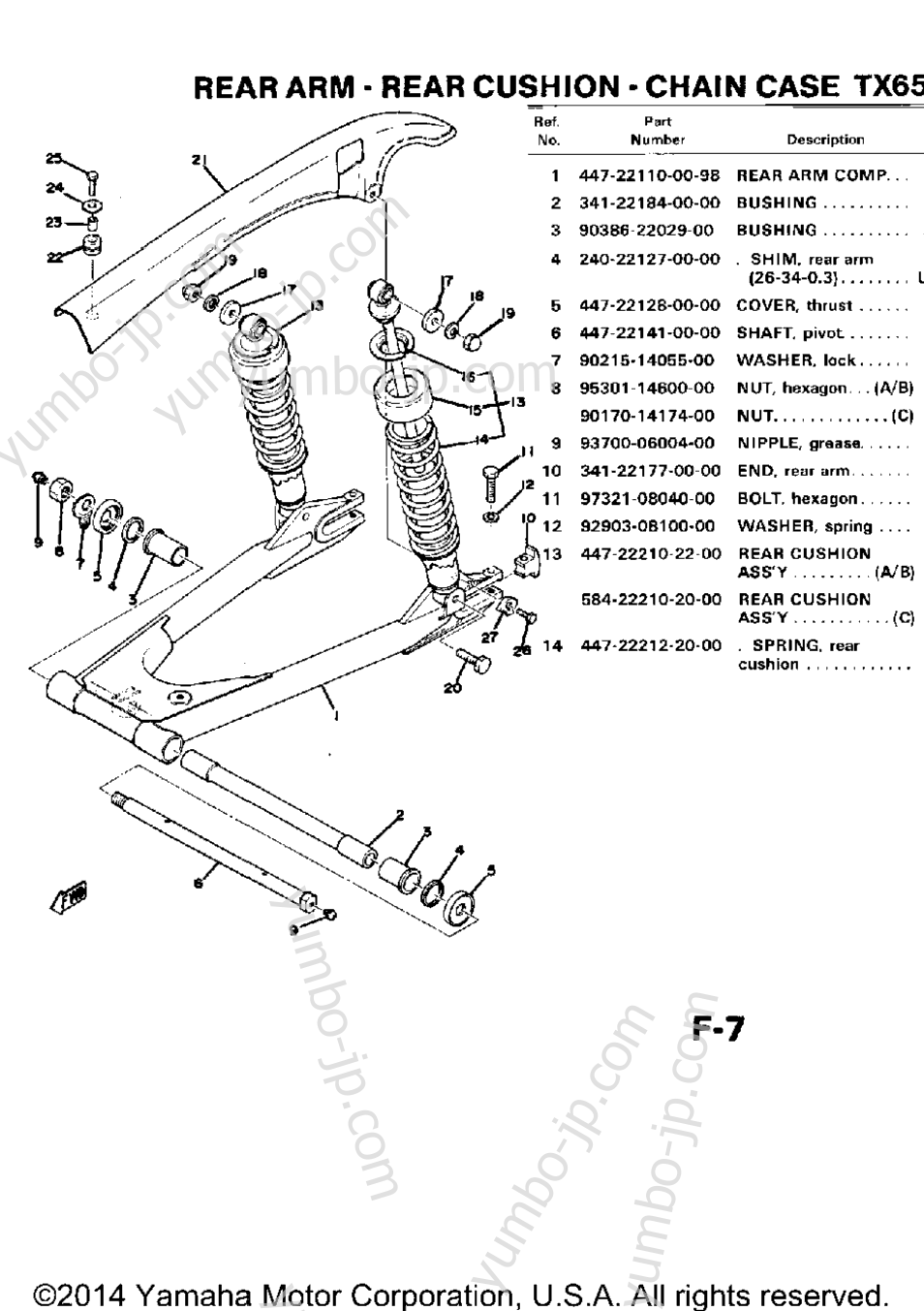 Rear Arm Cushion Chain Case Tx650a - Xs650b for motorcycles YAMAHA XS650B 1975 year