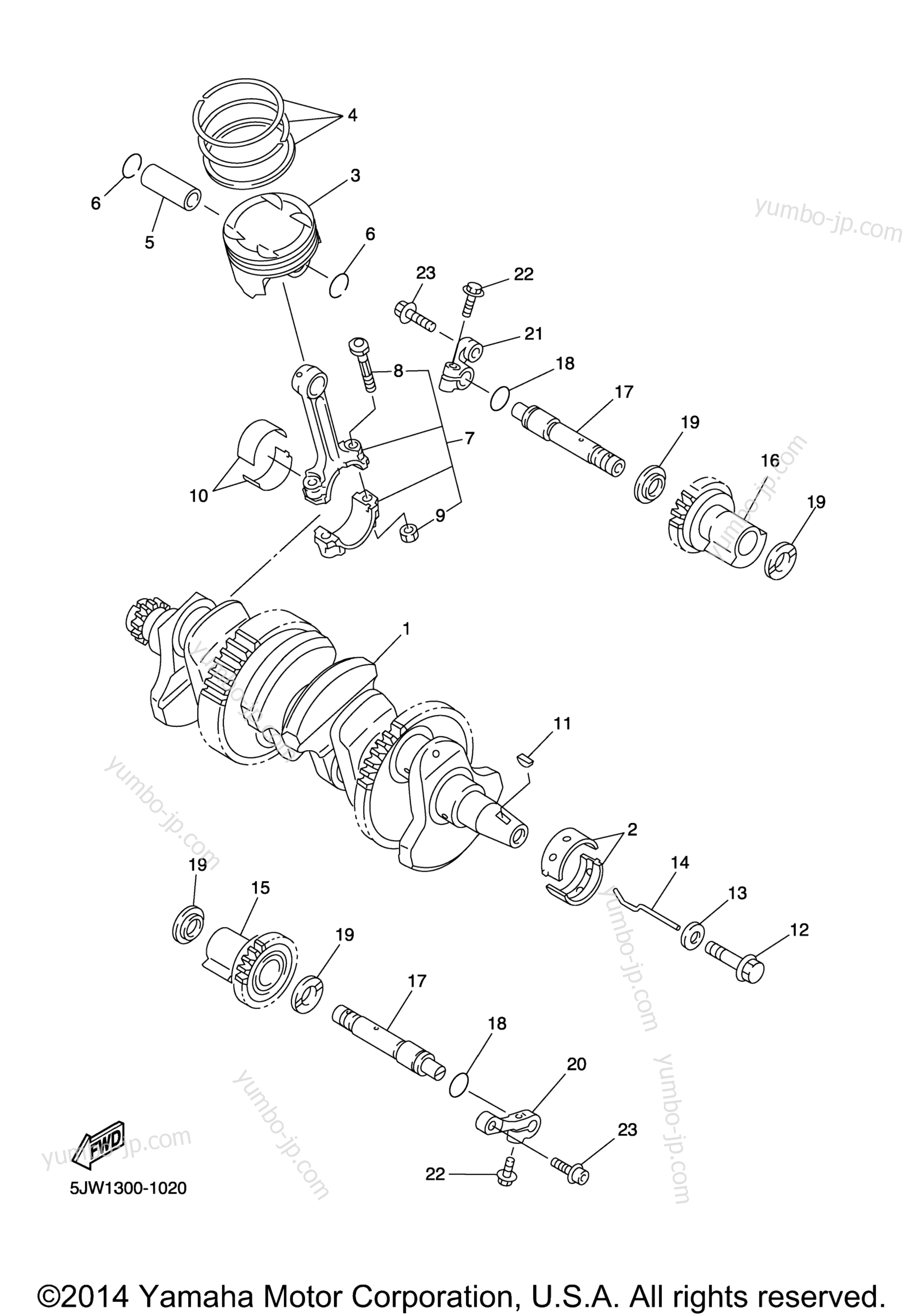 CRANKSHAFT PISTON for motorcycles YAMAHA FJR1300A (FJR13AXCB) CA 2008 year