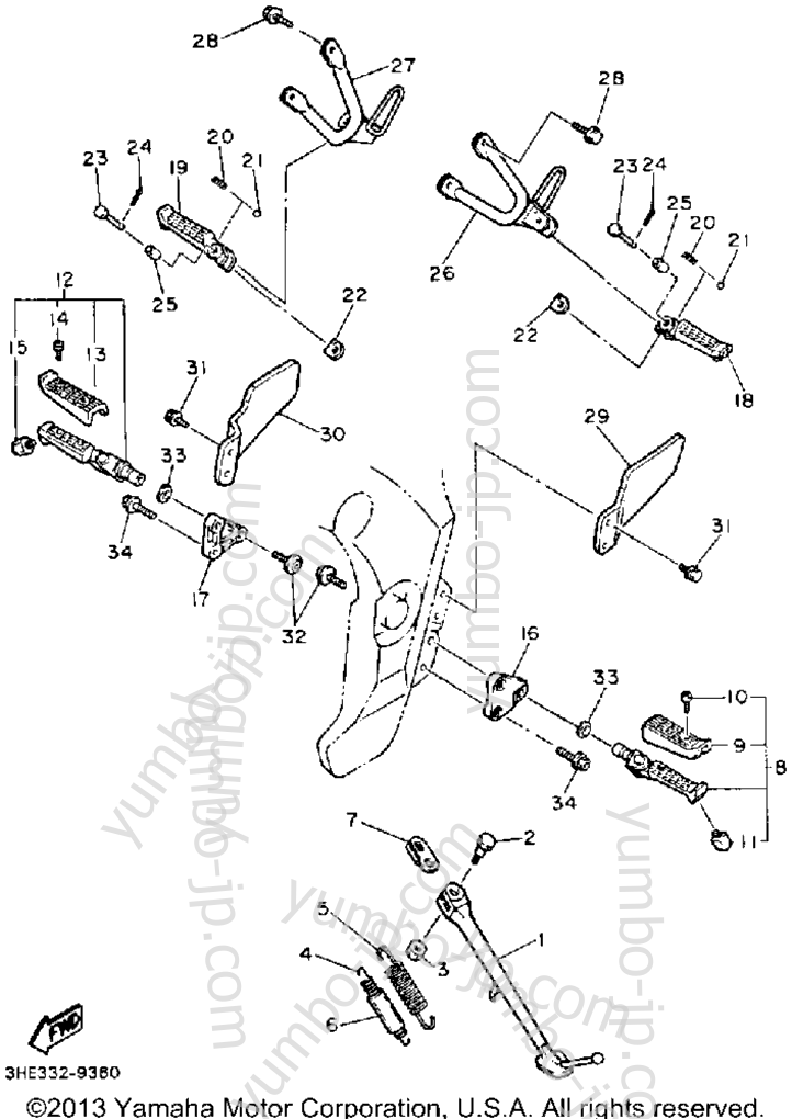 Stand Footrest for motorcycles YAMAHA FZR600RD 1992 year