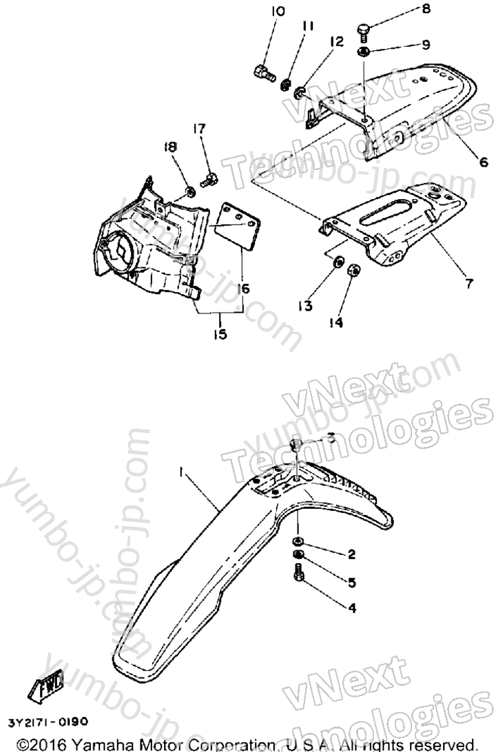 Fenders для мотоциклов YAMAHA XT250 (XT250G_198) 1980 г.