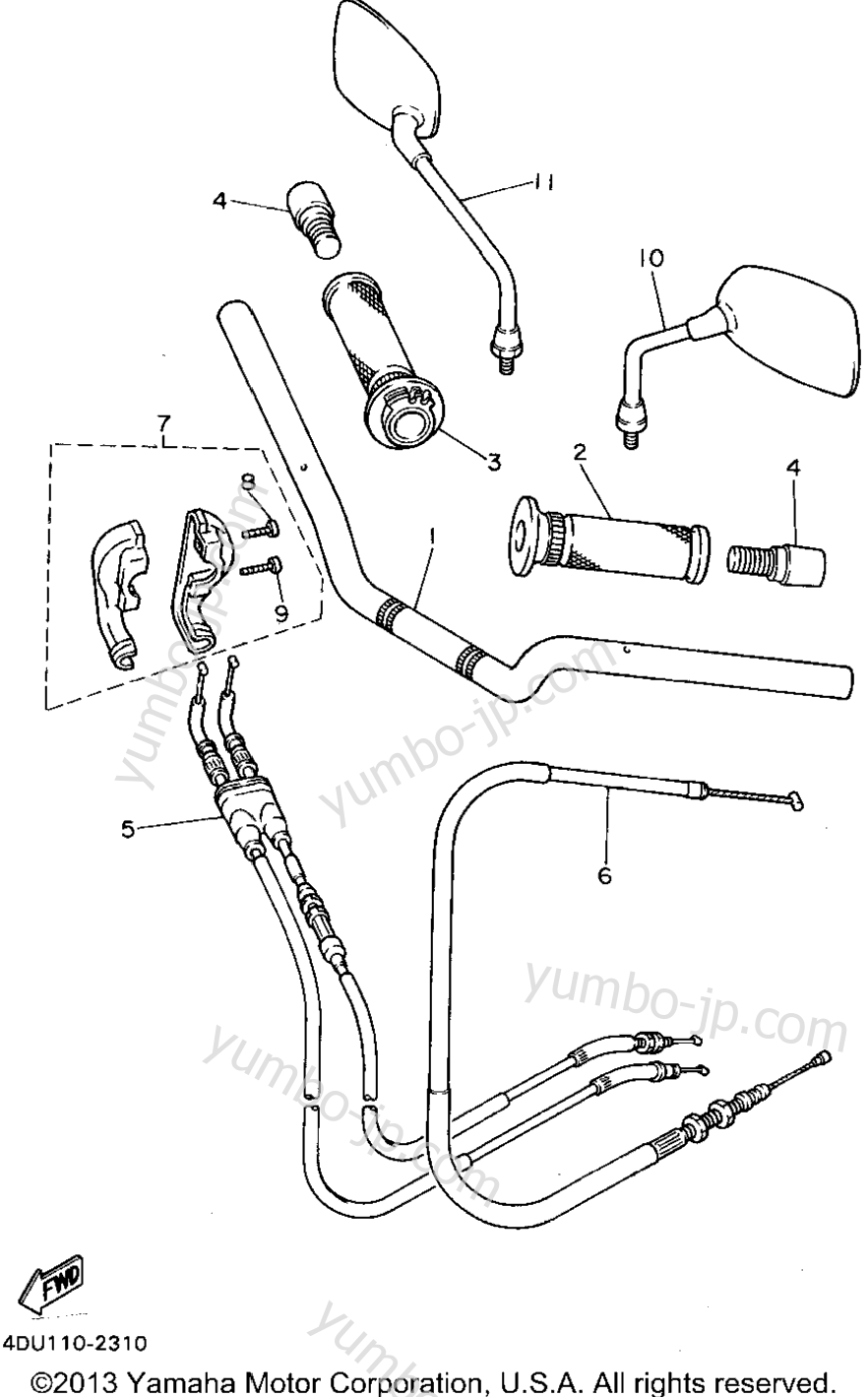 Steering Handle Cable for motorcycles YAMAHA SECA II (XJ600SGC) CA 1995 year