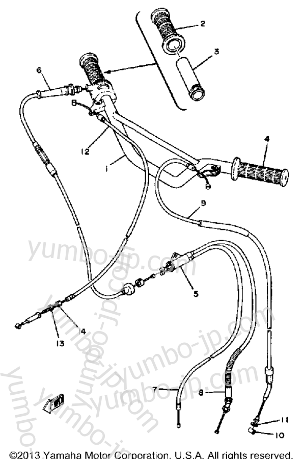 Handlebar - Cable for motorcycles YAMAHA MX80J 1982 year