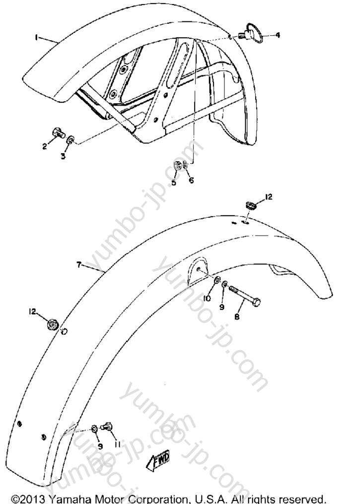 Front Fender Rear Fender для мотоциклов YAMAHA RD125B 1975 г.