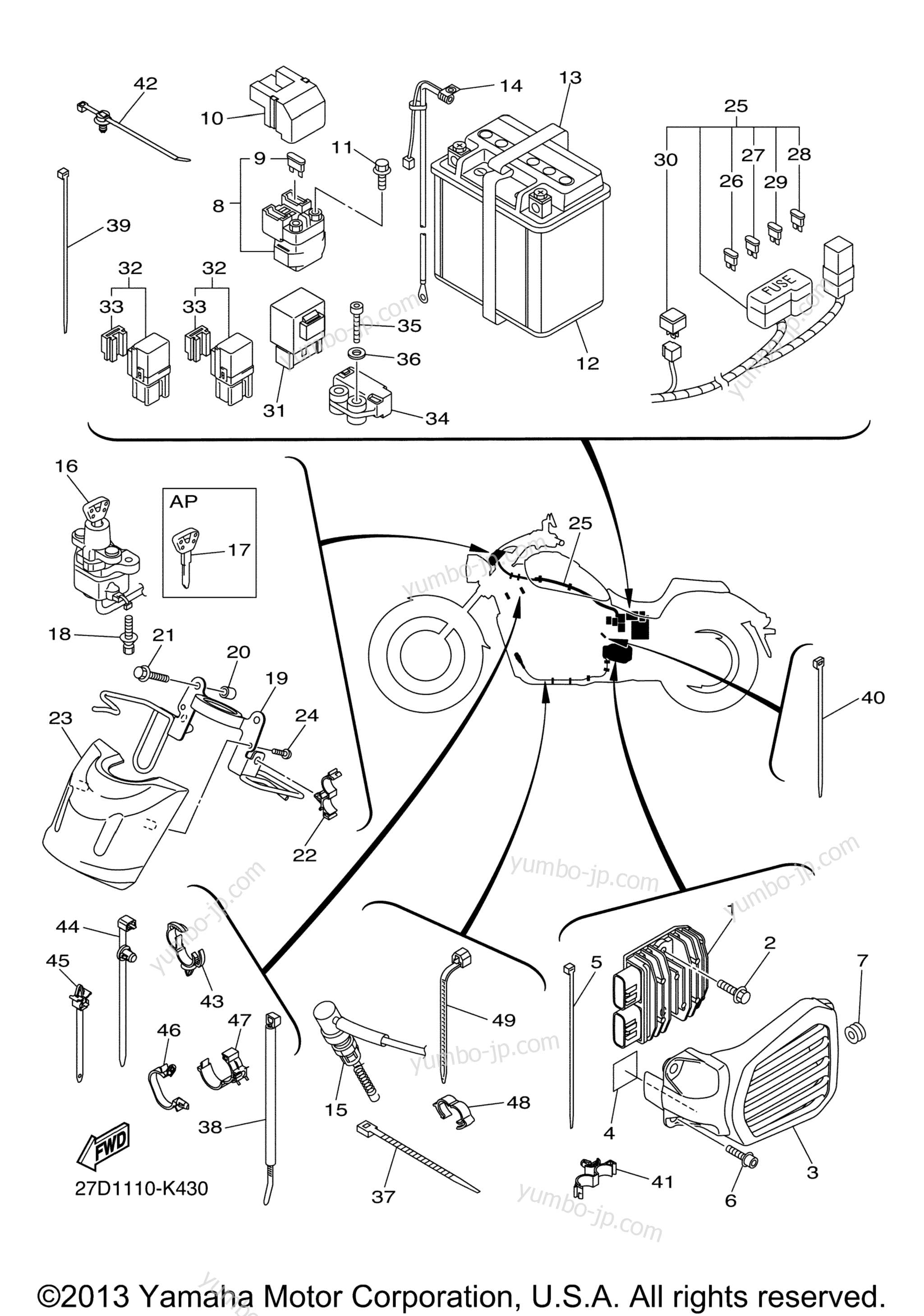 Electrical 2 for motorcycles YAMAHA STRYKER (XVS13CACL) CA 2011 year