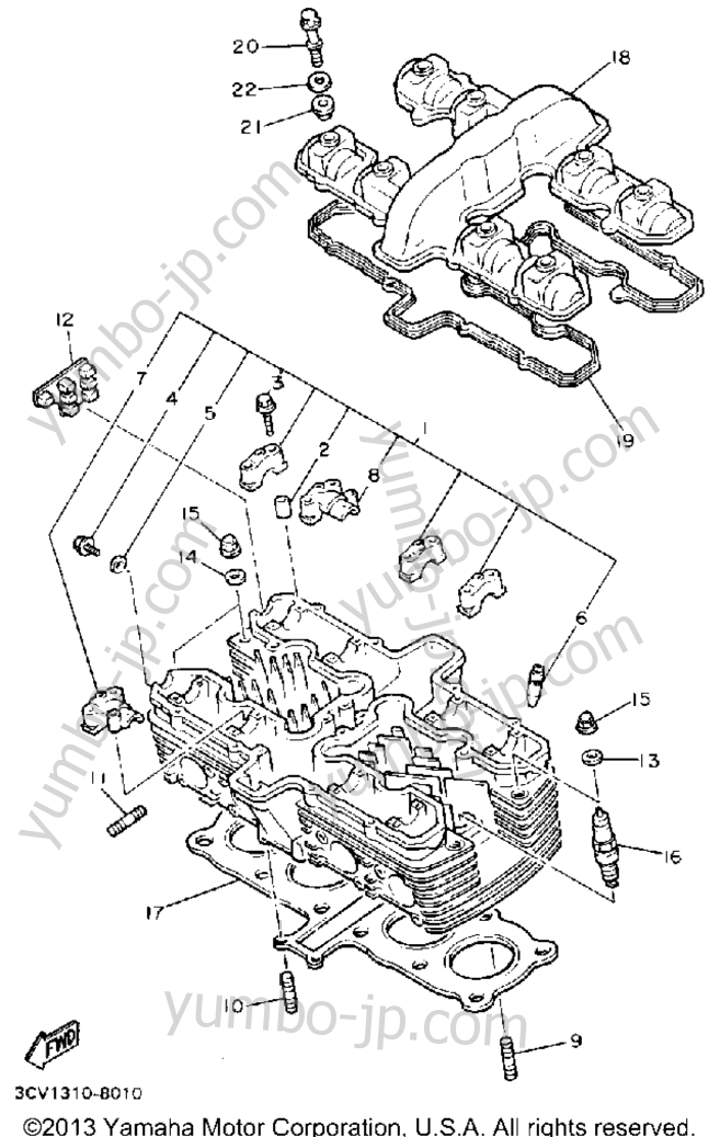 Головка блока цилиндров для мотоциклов YAMAHA FJ1200A 1990 г.