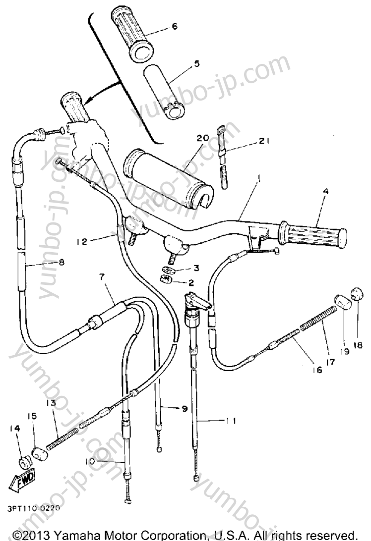 Handlebar - Cable для мотоциклов YAMAHA Y-ZINGER (PW50D) 1992 г.