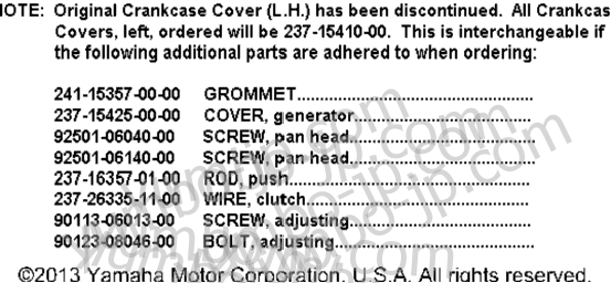 Crankcase Cover (Notes Only) for motorcycles YAMAHA YCS1 1968 year