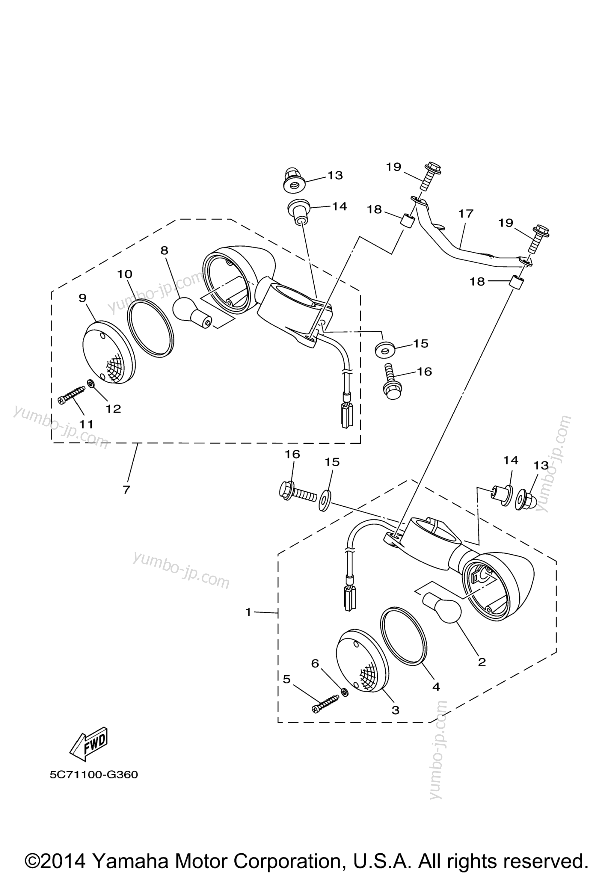 Flasher Light для мотоциклов YAMAHA RAIDER (XV19CER) 2014 г.