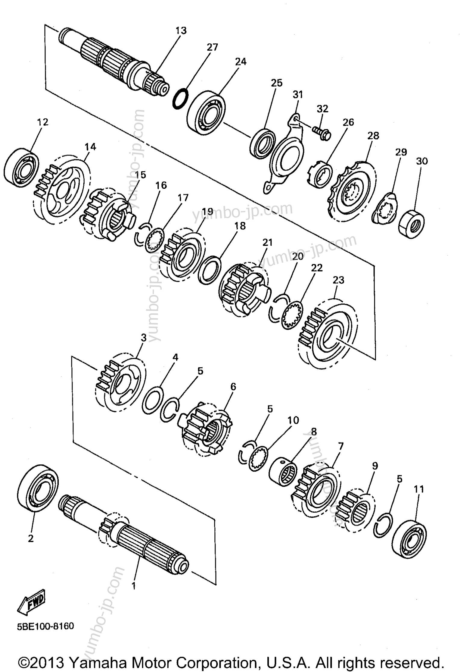 TRANSMISSION for motorcycles YAMAHA WR400F (WR400FK) 1998 year