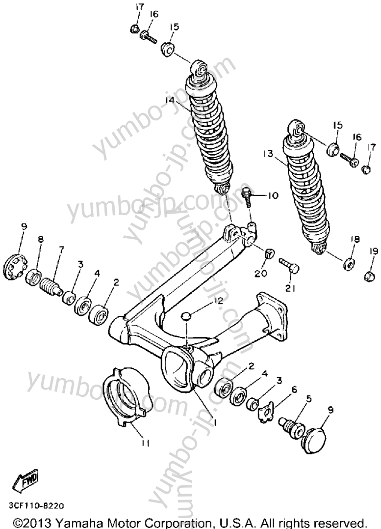 Swing Arm Rear Shocks for motorcycles YAMAHA VIRAGO 750 (XV750AC) CA 1990 year